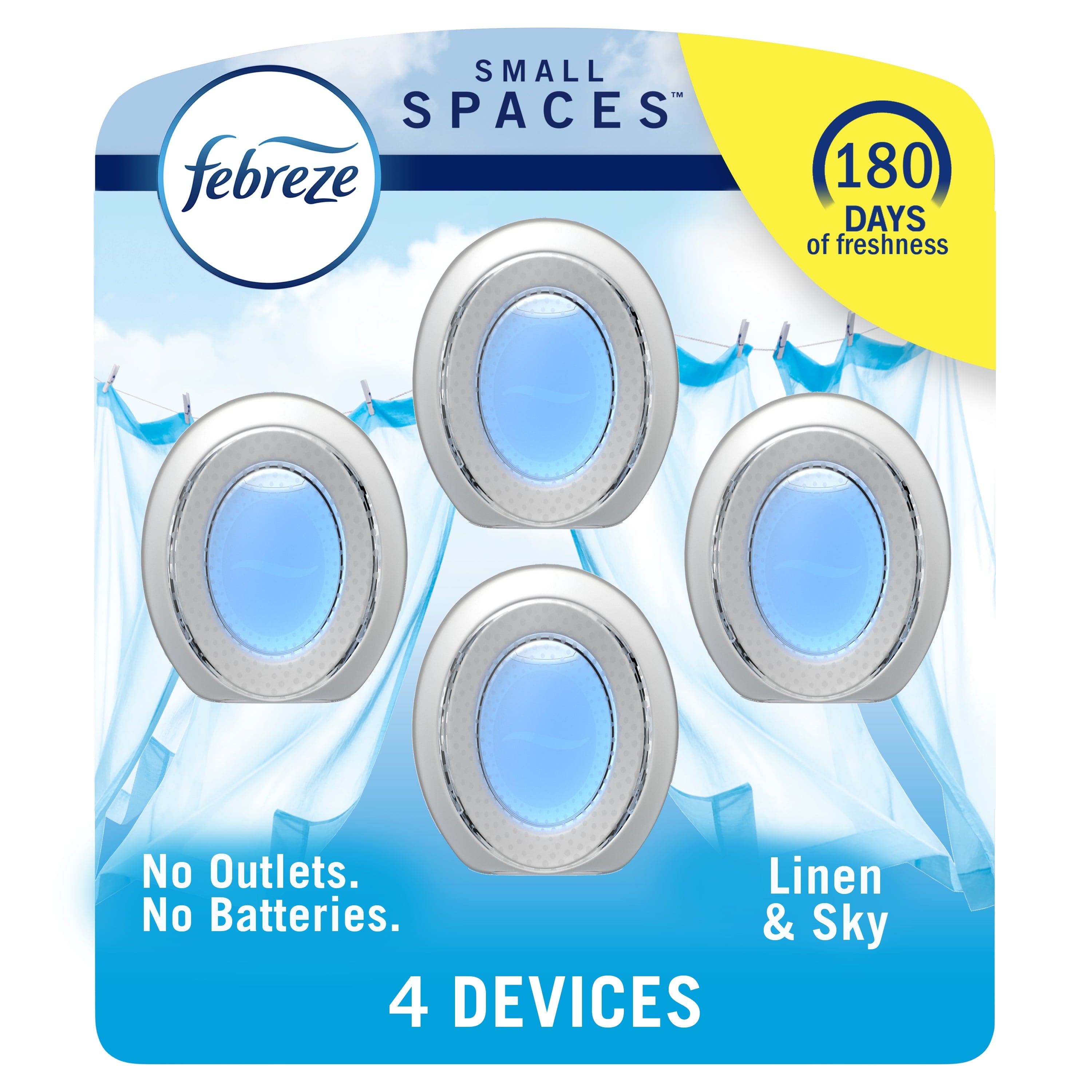 Febreze Small Spaces Air Freshener Linen & Sky - 4 Count, 30ml