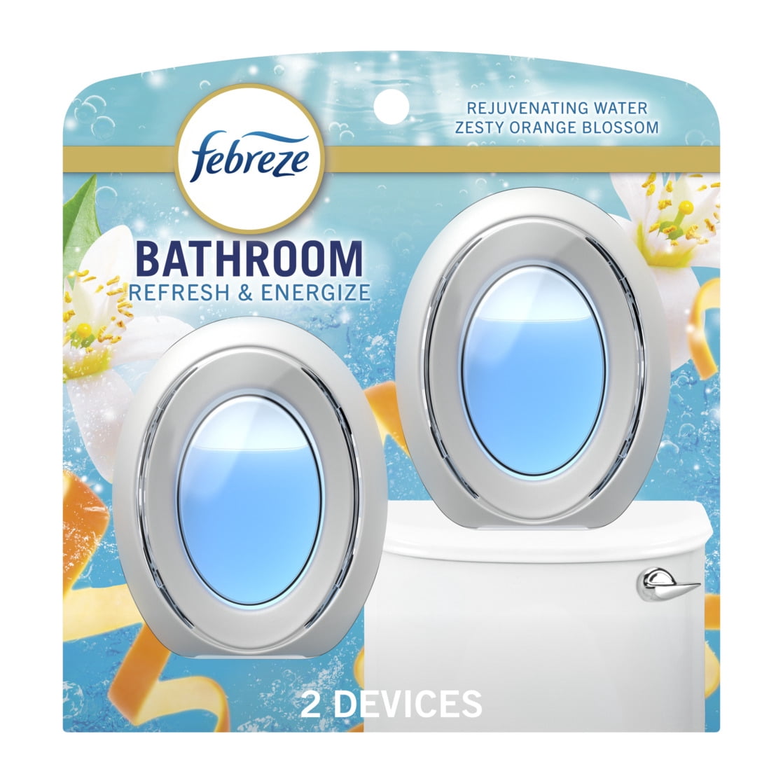 Febreze BATH Air Freshener - Odor-Fighting, Refresh & Energize Scent, 2 Count