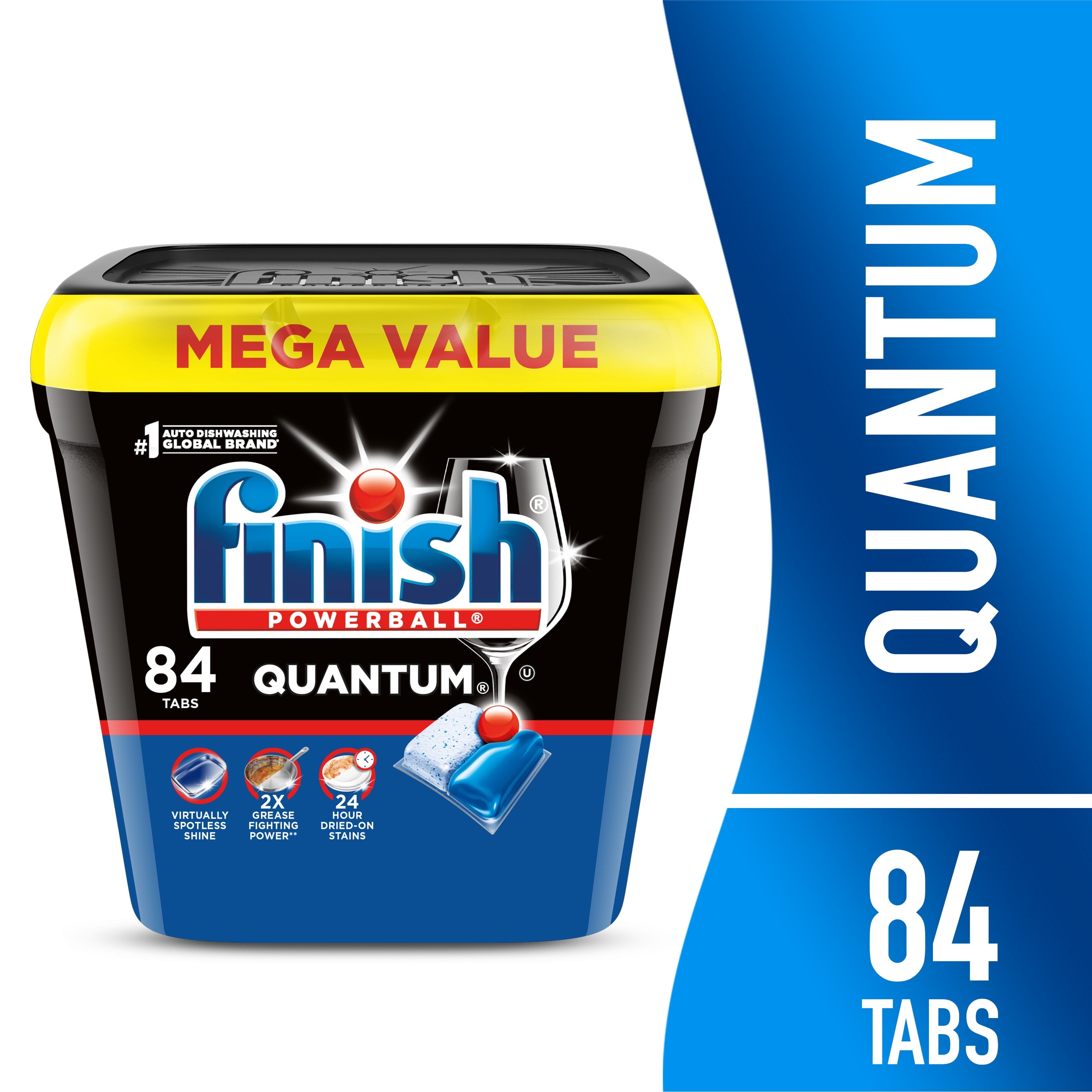 Finish Quantum Dishwasher Pods - No Pre-Rinse Dishwasher Detergent Soap Soap, Advanced Clean, 84 Count