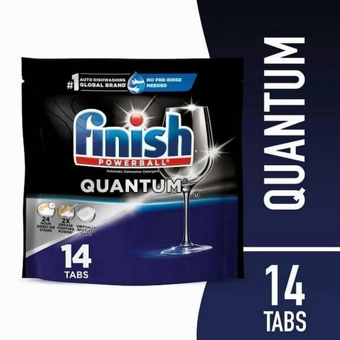 Finish Quantum Dishwasher Pods - No Pre-Rinse Dishwasher Detergent Tabs Soap, Advanced Clean, 14 Count (4 Pack)