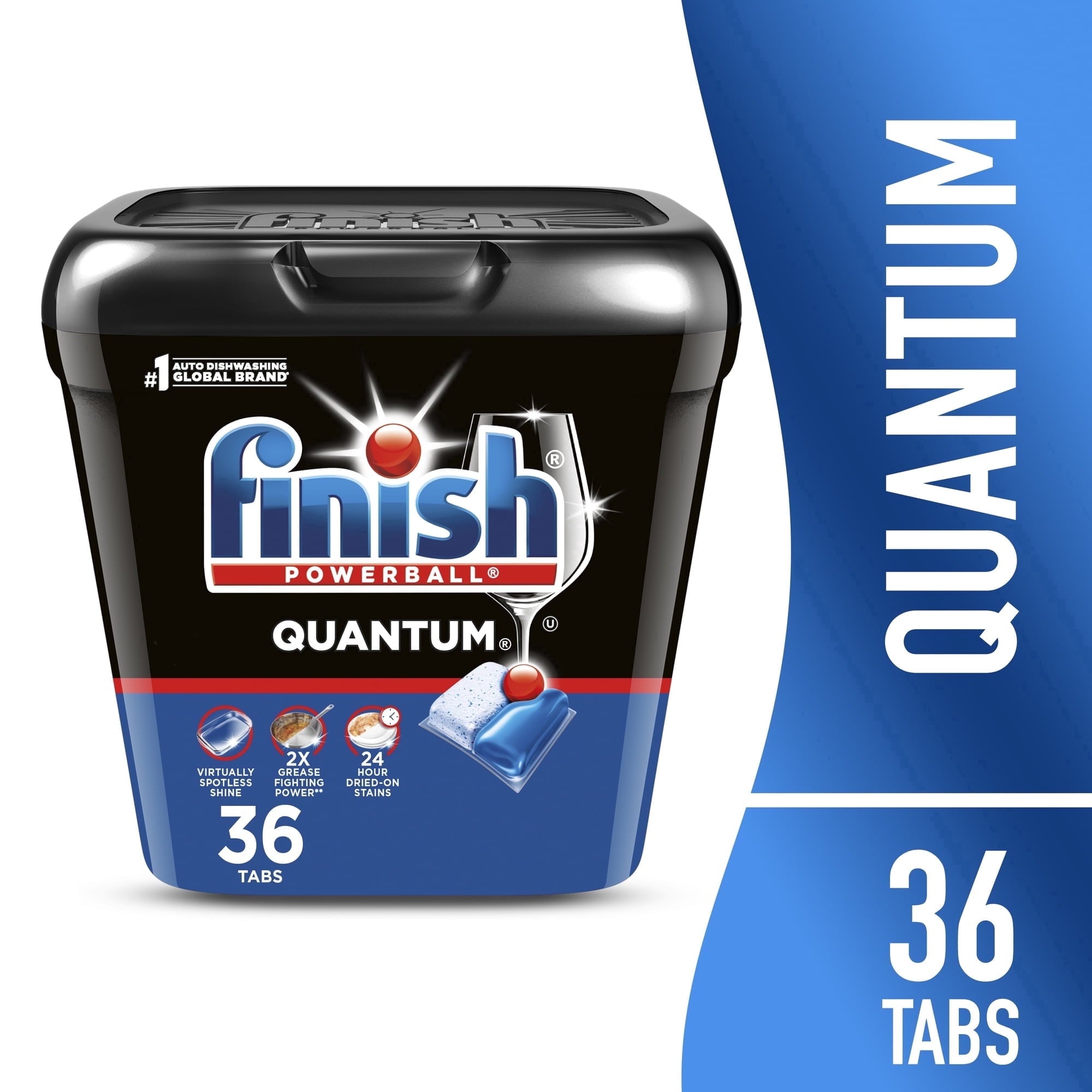 Finish Quantum Dishwasher Pods - No Pre-Rinse Dishwasher Detergent Tabs Soap, Advanced Clean, 36 Count
