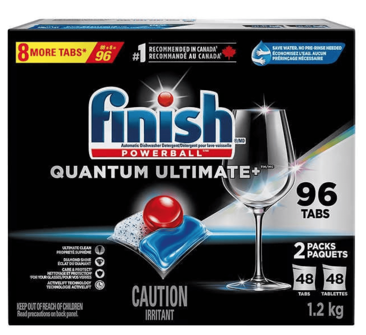 Finish Quantum Ultimate Plus Dishwasher Detergent - Pack of 96 Tablets – Powerful Cleaning for Dishes