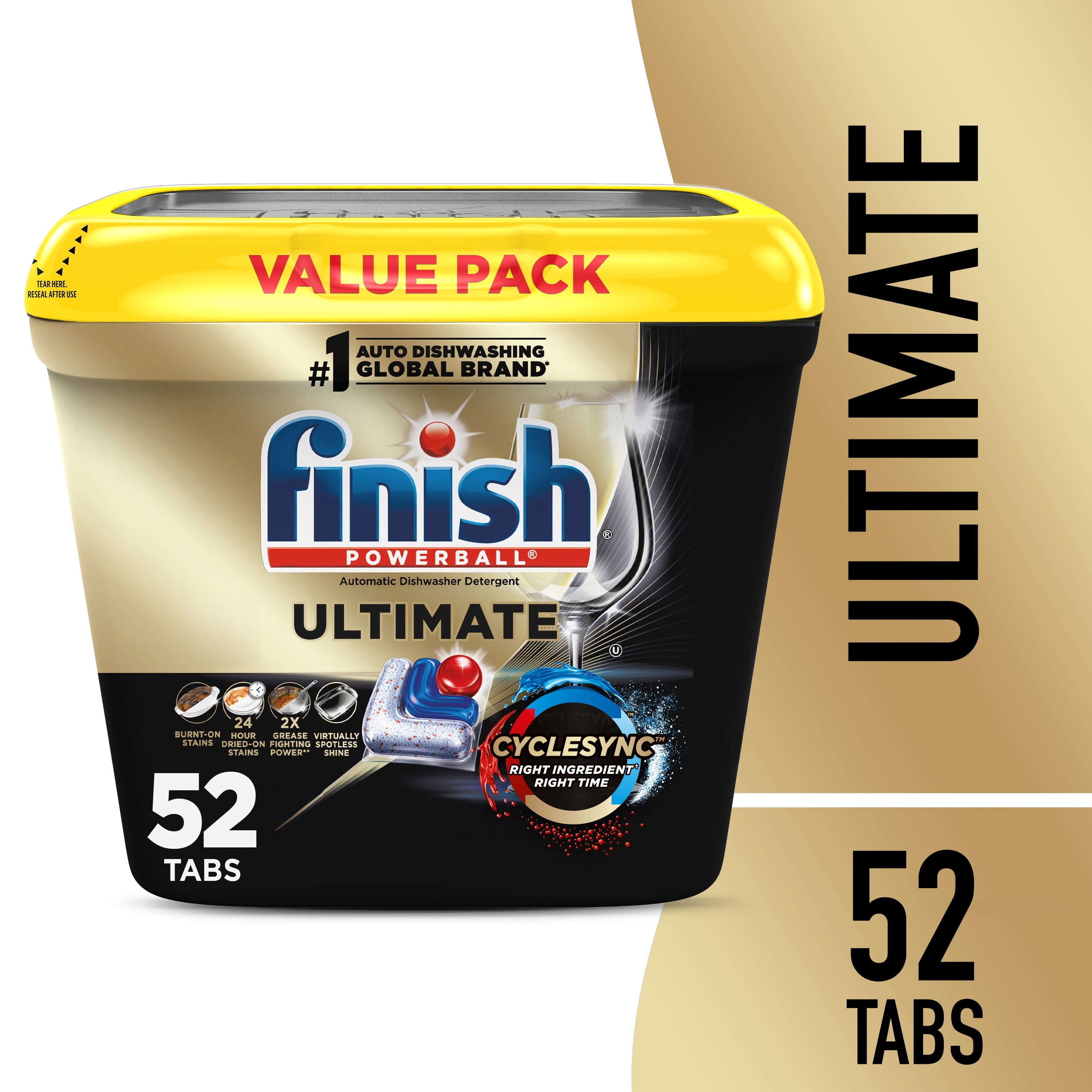 Finish Ultimate Dishwasher Detergent Pods - Premium Dishwashing Tablets, 52 Count