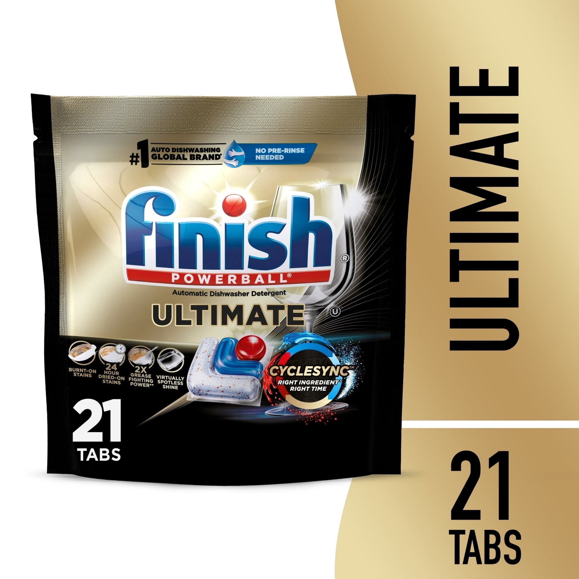 Finish Ultimate Dishwasher Pods - No Pre-Rinse Dishwasher Detergent Soap Tabs, Our Best Clean, 21 Count (4 Pack)