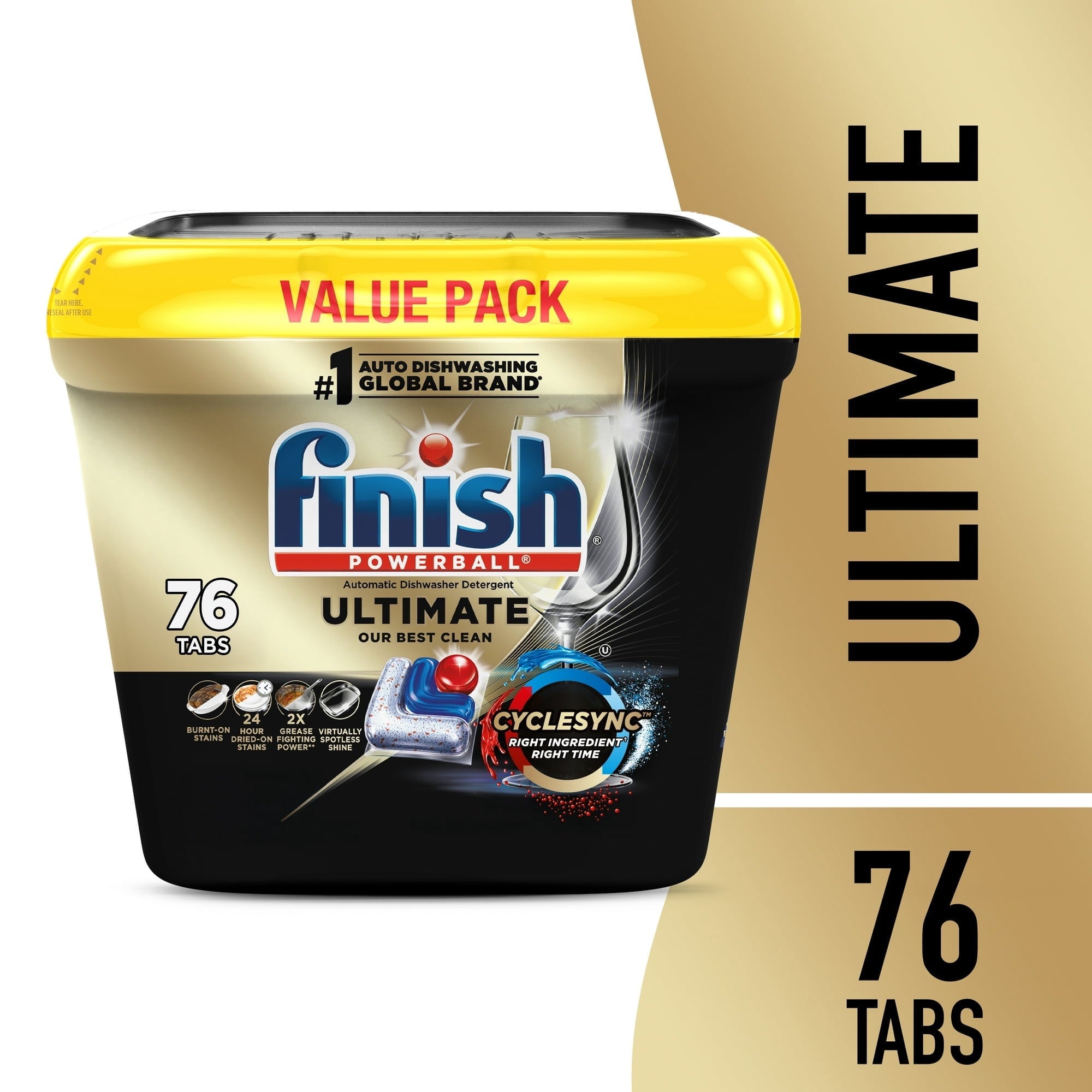 Finish Ultimate Dishwasher Pods - No Pre-Rinse Dishwasher Detergent Soap Tabs, Our Best Clean, 76 Count