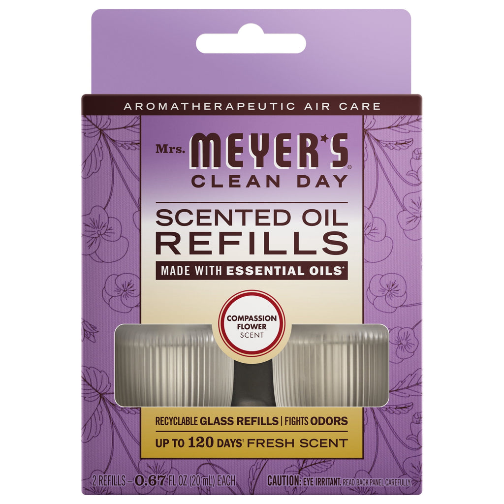 Mrs. Meyer's Clean Day Premium Scented Oil Plug-in Diffuser - Air Freshener Refills - Compassion Flower - 0.67 fl oz, 2 pack