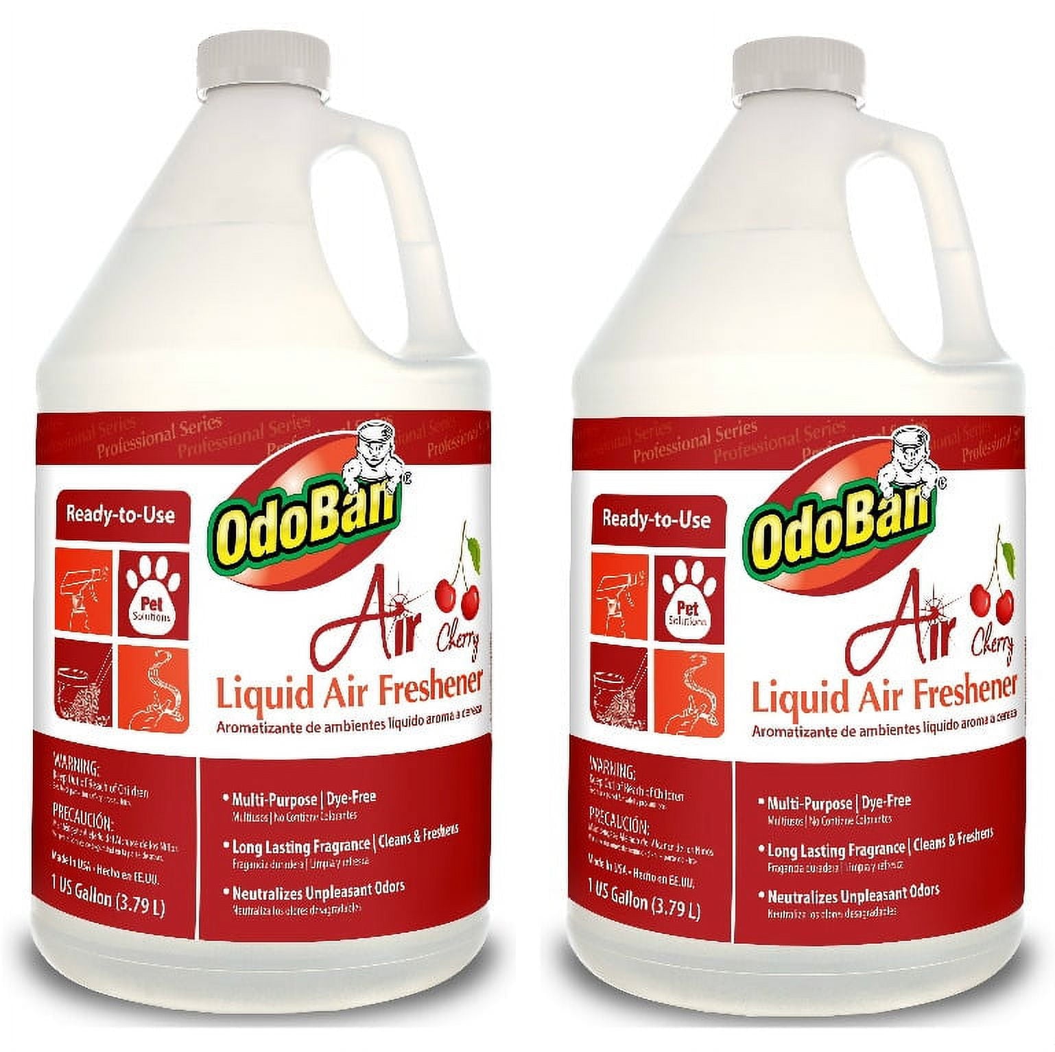 OdoBan Professional Cleaning Ready-to-Use Liquid Air Freshener - Cherry, 1 Gallon, 2-Pack