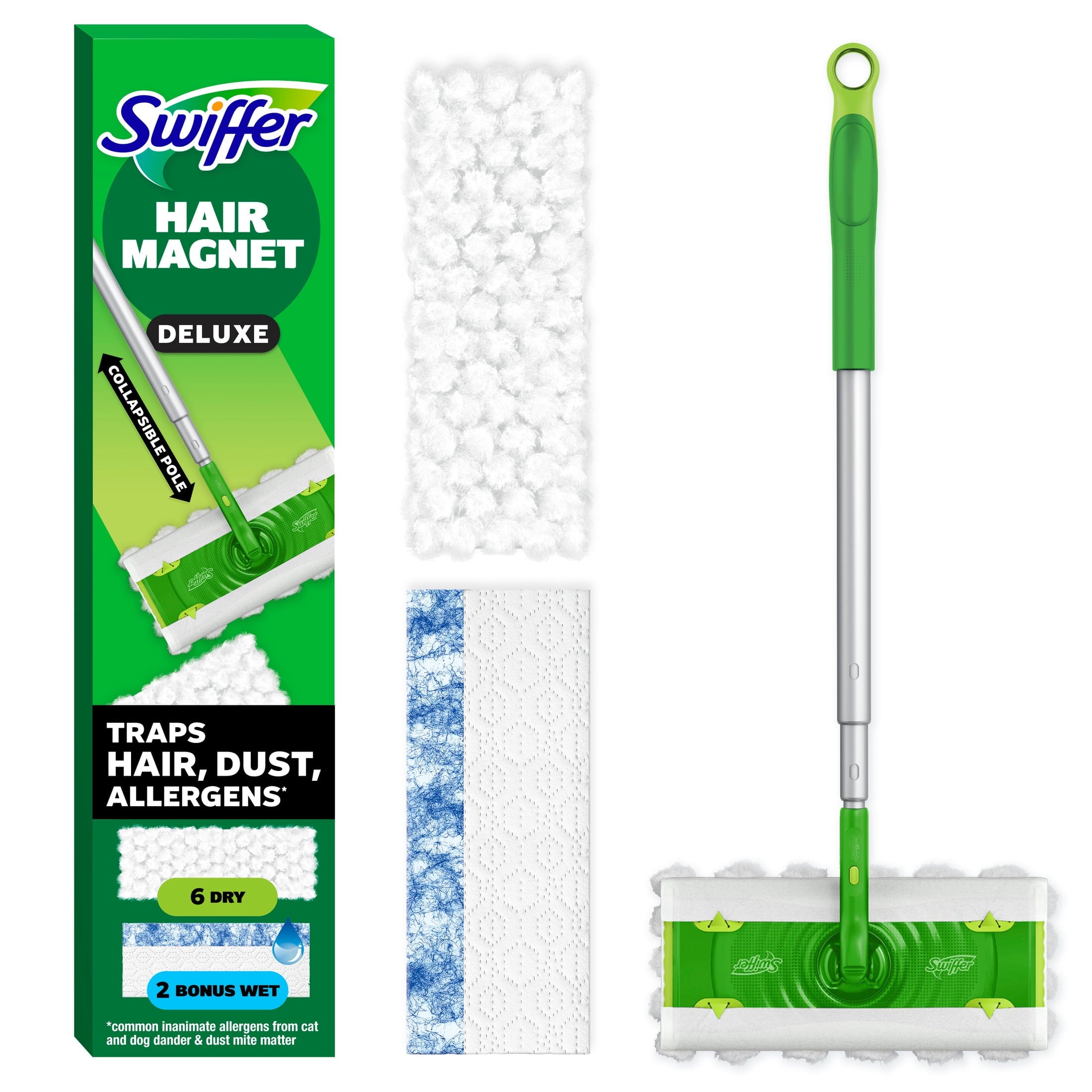Swiffer Hair Magnet Deluxe Starter Kit - 1 pole, 6 Dry & 2 Wet Cloths