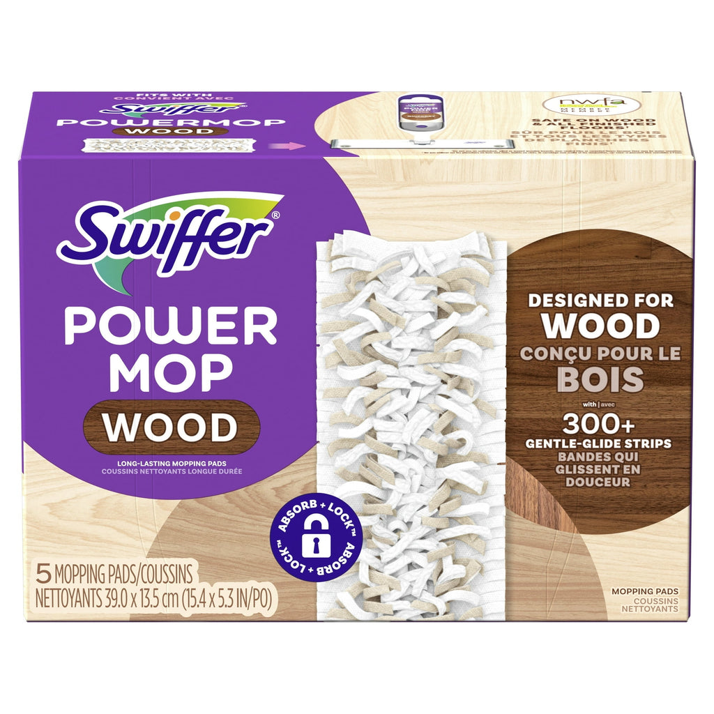 Swiffer PowerMop Wood Mopping Pad Refills for Floor Cleaning - 5 count - 4Box (20 Count Total)