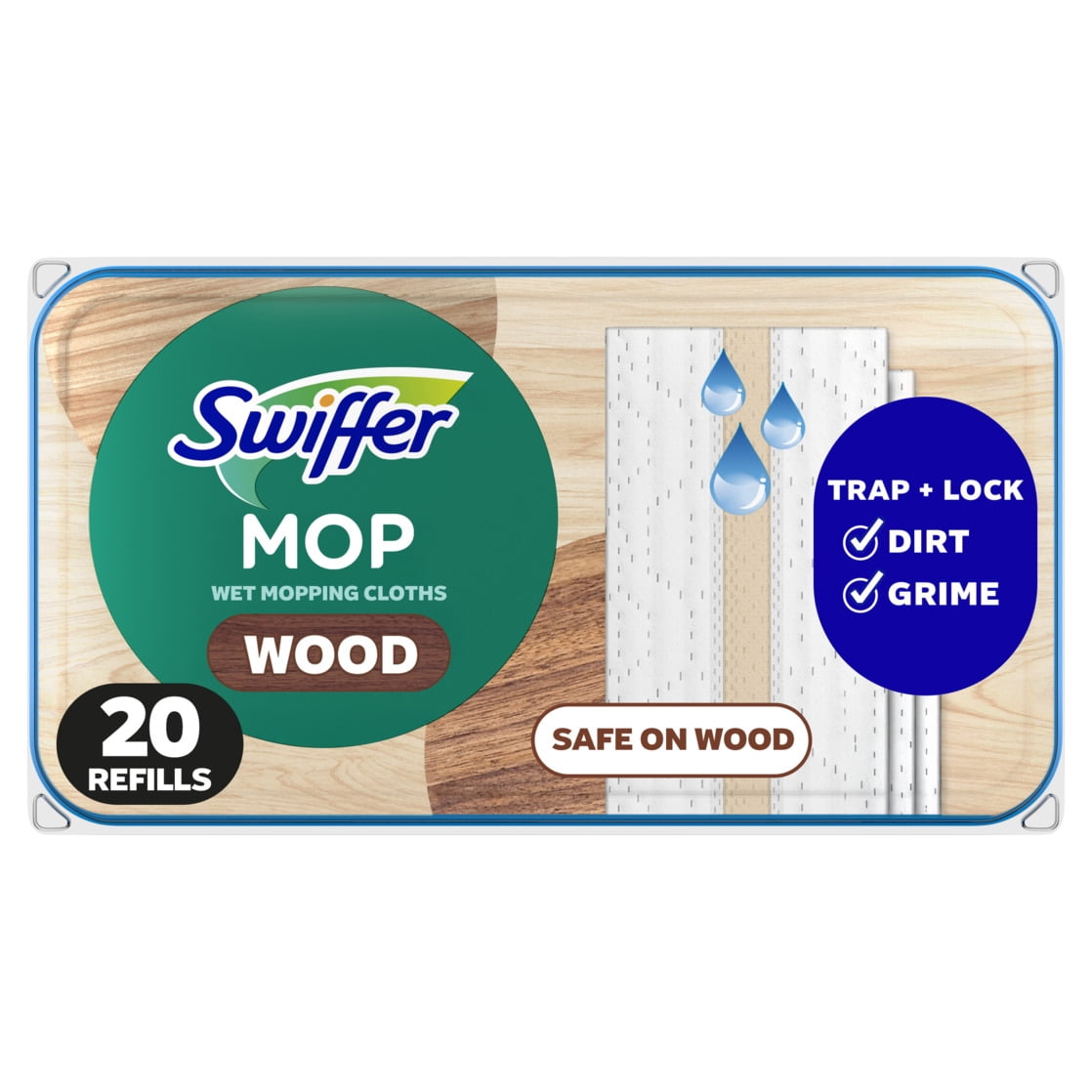 Swiffer Heavy Duty Mop & Go Wood - Wet Cloth Refills for Wood Floors, 20 count