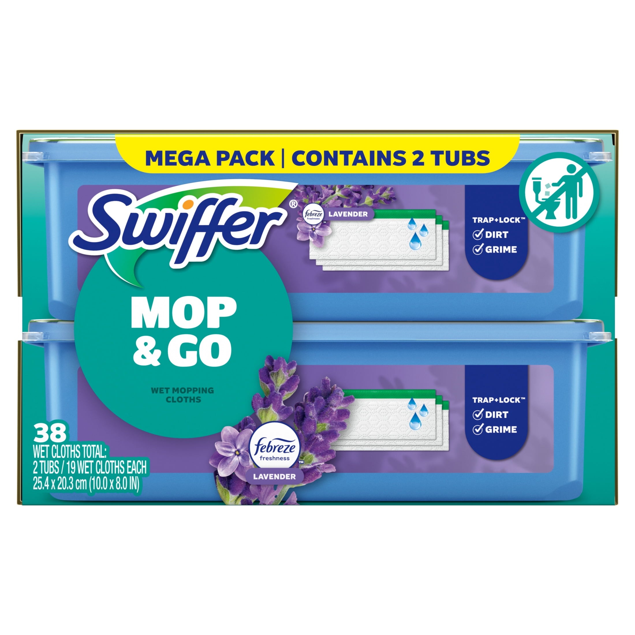 Swiffer Mop & Go Wet Refills - Lavender, 2x19 Count