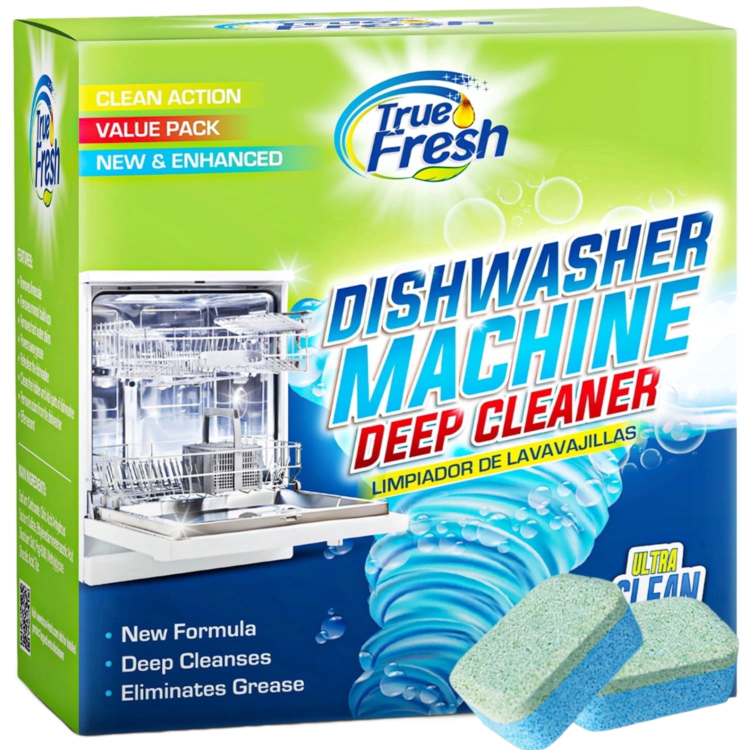 True Fresh Dishwasher Cleaner Tablets 18 Pack - Dishwasher Cleaner and Deodorizer to Descale - Remove Limescale and Buildups