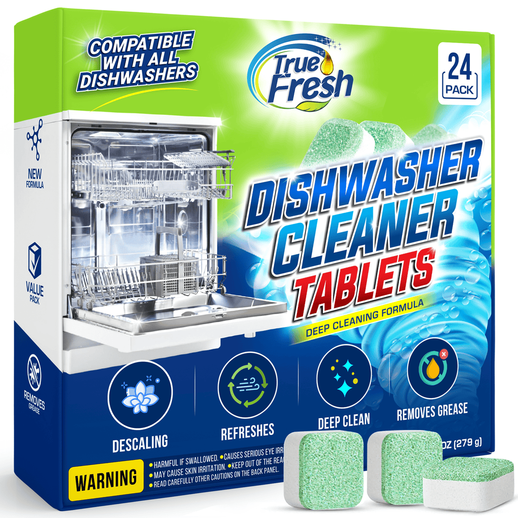 True Fresh Dishwasher Cleaner Tablets 24 Pack - Dishwasher Cleaner and Deodorizer to Descale - Remove Limescale and Buildups