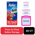 Ziploc Brand Storage Bags - With Grip 'N Seal Technology, Gallon, 40 Count