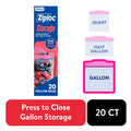 Ziploc Brand Food Storage Bags - School Supplies, with Grip 'n Seal Technology, Zipper, Gallon, 20 Count