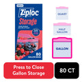 Ziploc Brand Storage Gallon Bags - School Supplies, Large Storage Bags for Food, 80 Count