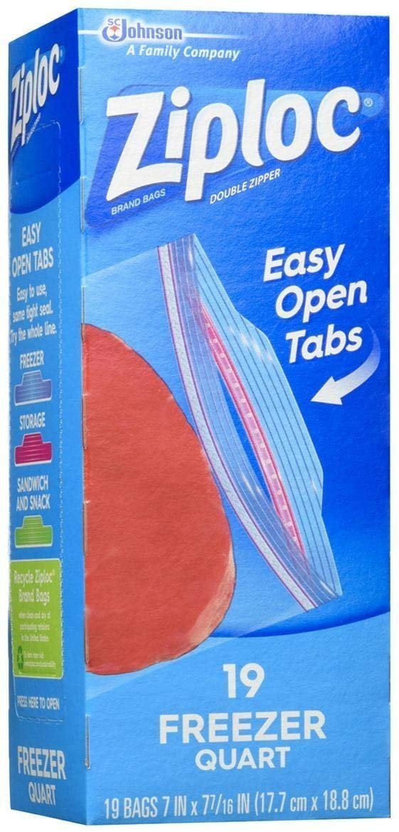 Ziploc Freezer Bags Quart - Freezer Storage - 19 Count - 1 Qt
