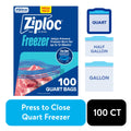 Ziploc Freezer Quart Food Storage Bags - School Supplies, Stay Open Design, Grip 'n Seal Technology, Zipper, 100 Count