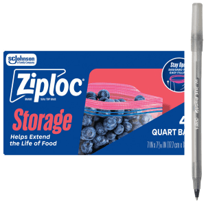 Ziploc® Quart Storage Bags - Stay Open Design, Easy to Fill with pen