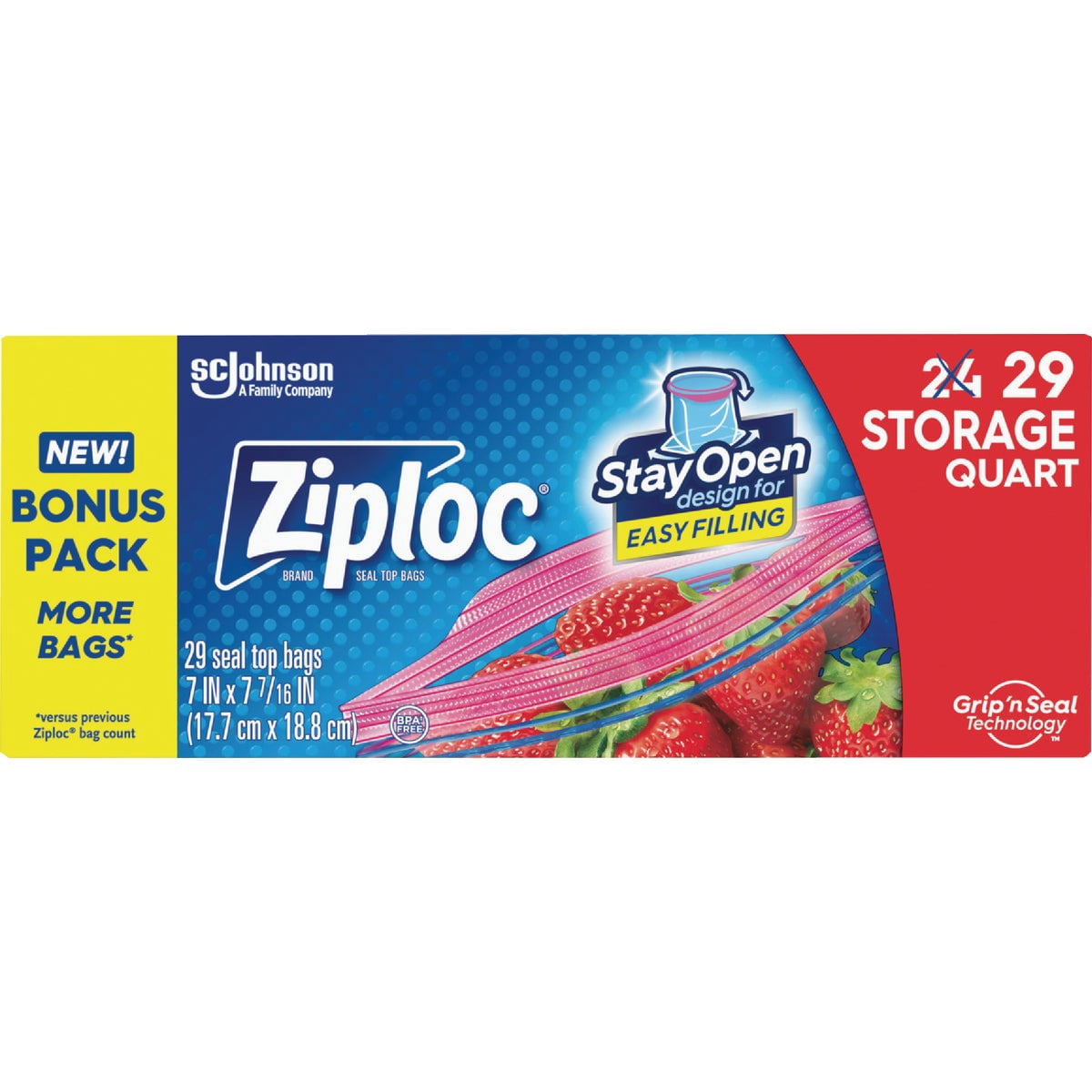 Ziploc Storage Bags Quart Freezer - Slider Zipper - 24 Count