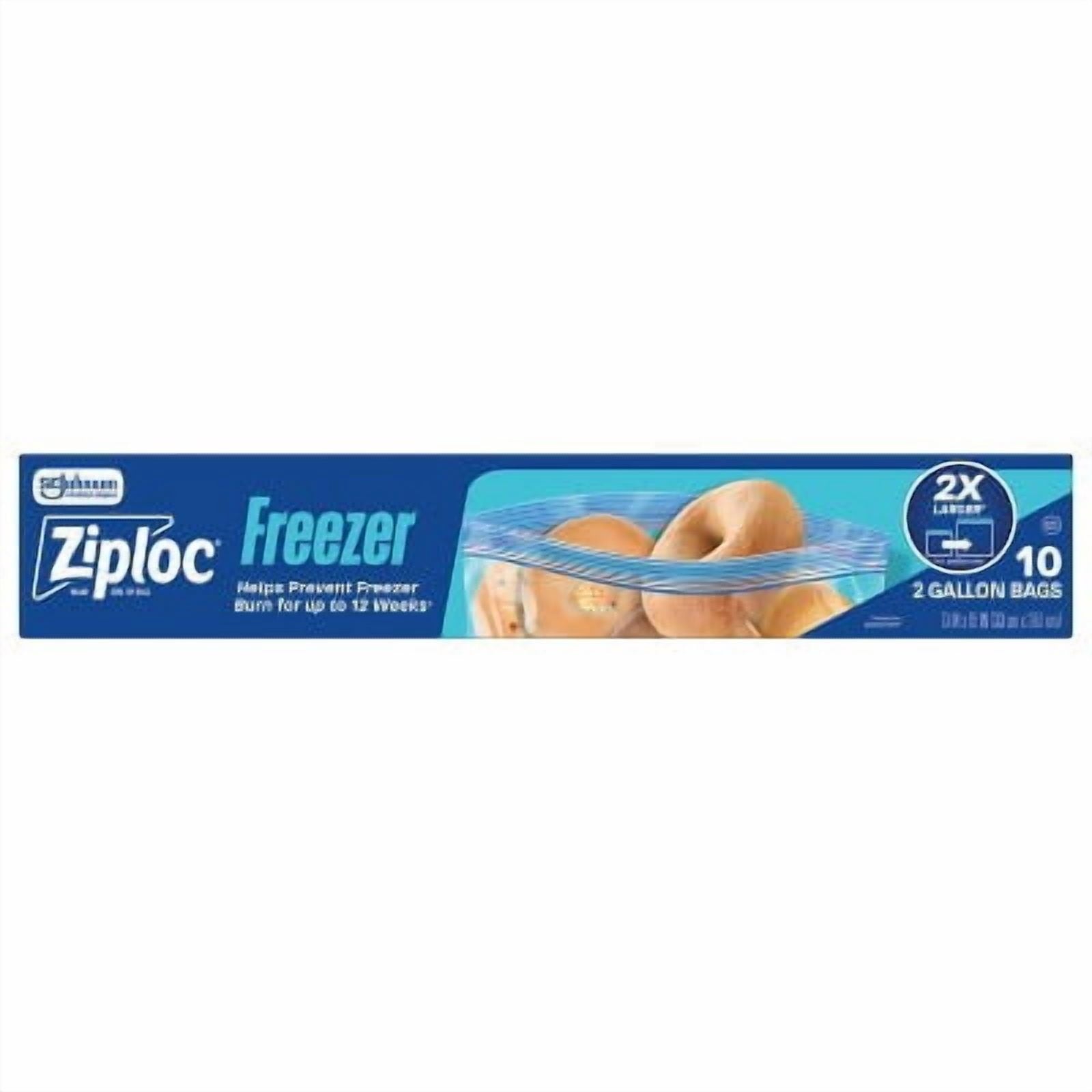 Ziploc Two Gallon Freezer Bags for Food Storage and Meal Prep - 10 Count: Double Seal Lock - BPA-Free, Protects Against Freezer Burn