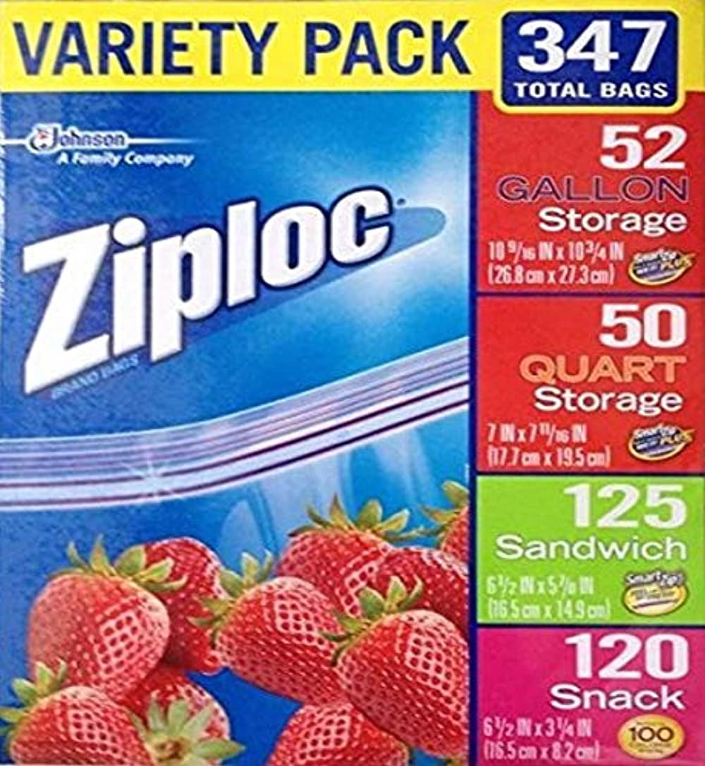 Ziploc Zip-Close Total Variety Bags - 347 Pack, Clear