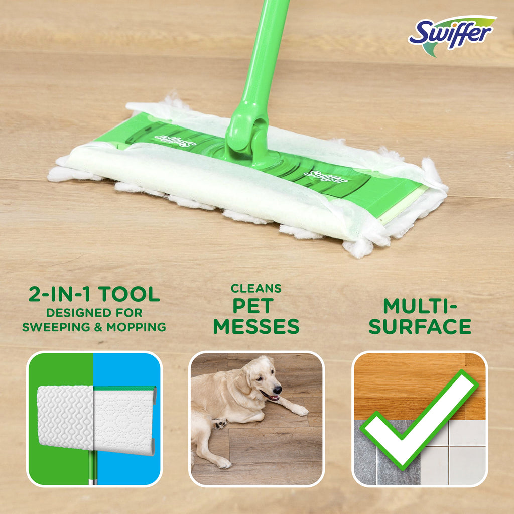 Swiffer Sweep + Mop - Broom & Mop Alternative, Dry & Wet Floor Cleaner, Fresh Scent, Cleaning Set