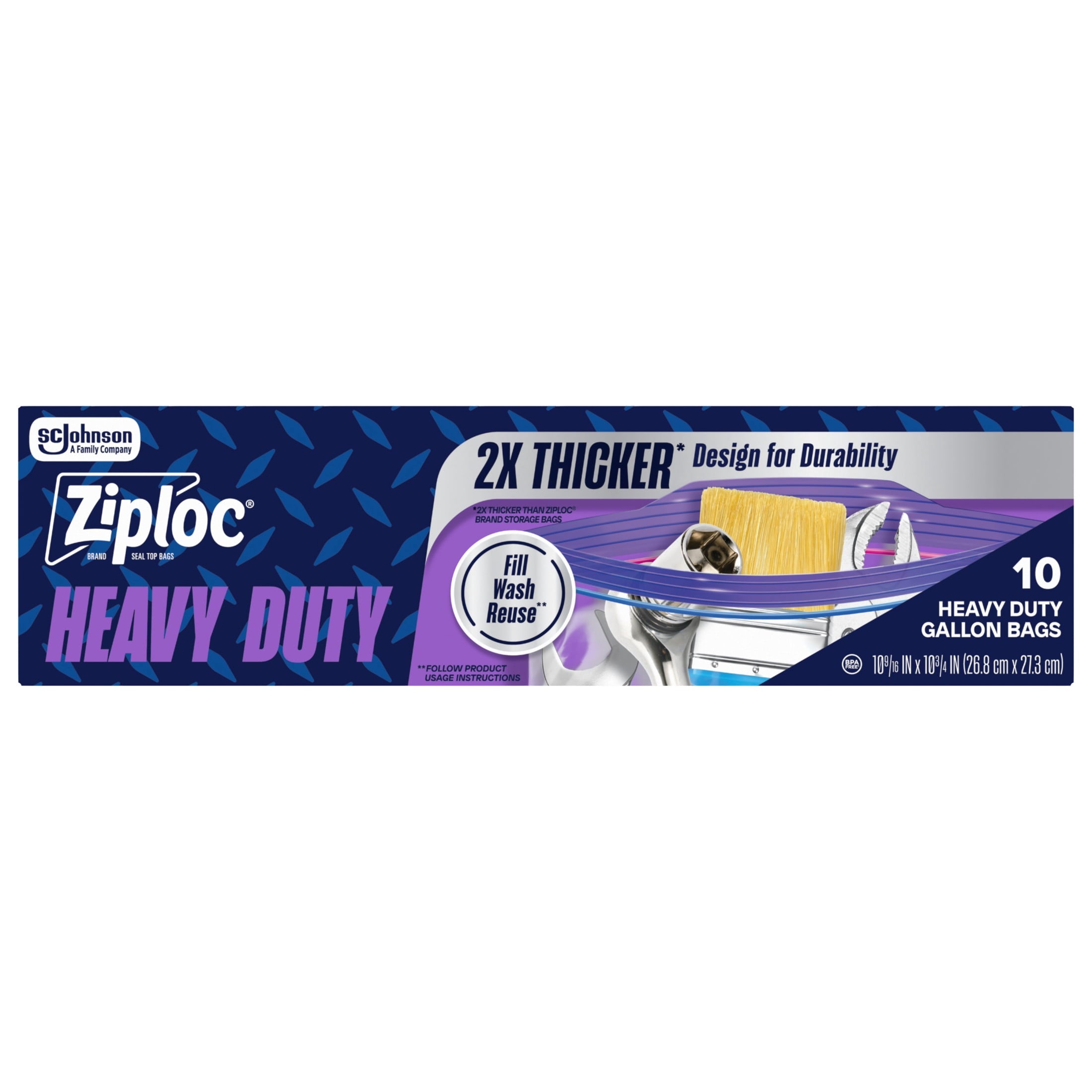 Ziploc® Brand Heavy Duty Gallon Storage Bags - Seal Top Closure, 10 Count