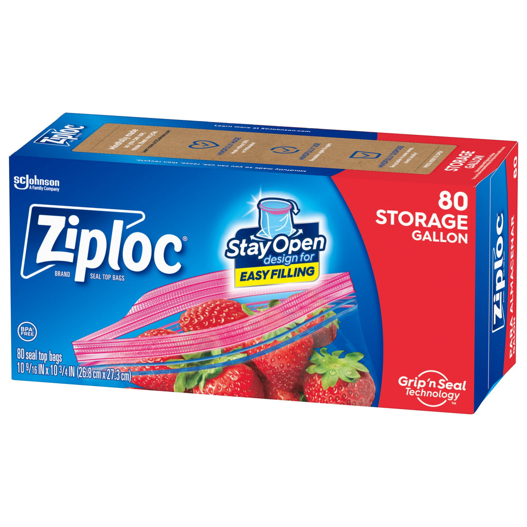 Ziploc Brand Storage Gallon Bags - School Supplies, Large Storage Bags for Food, 80 Count
