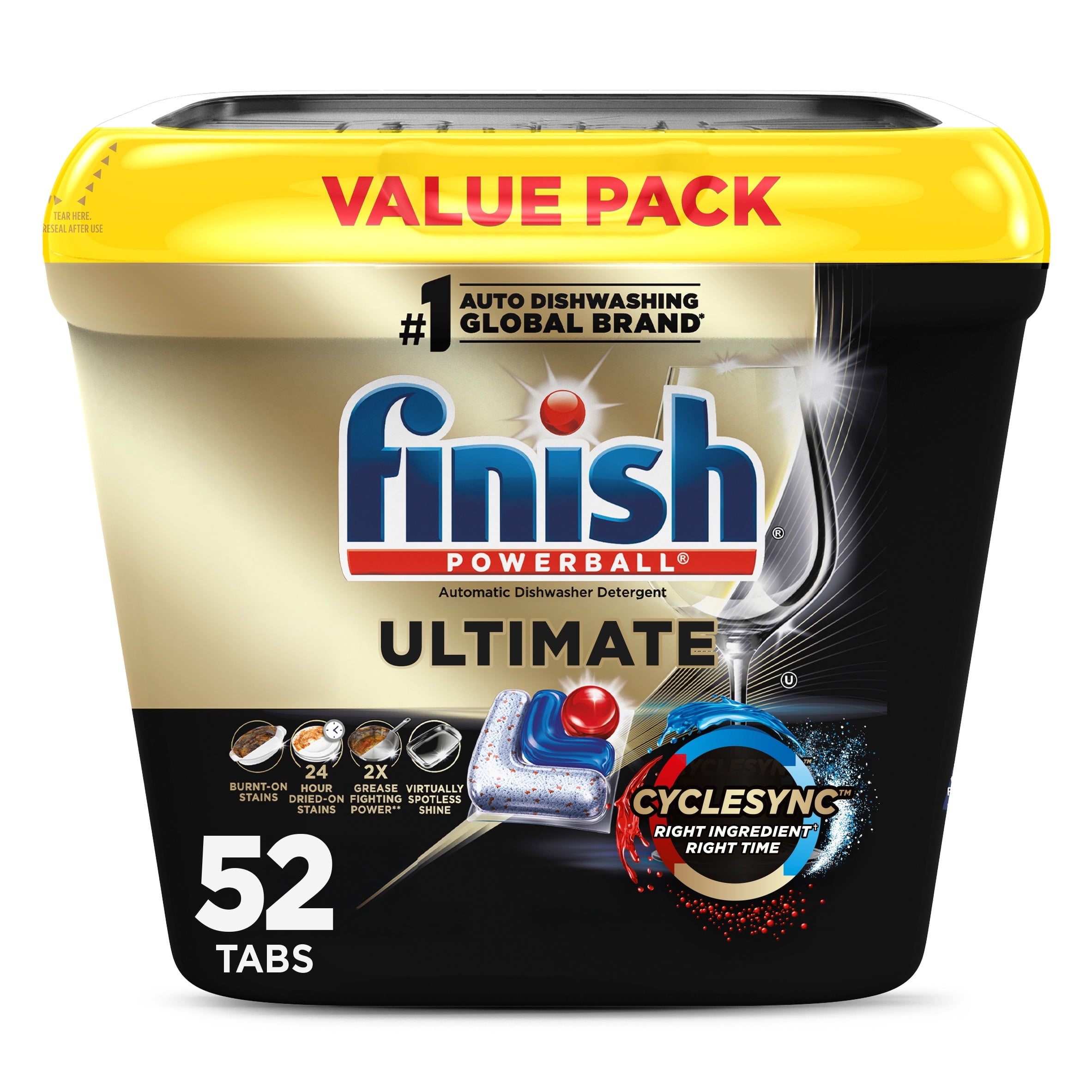 Finish Ultimate Dishwasher Detergent Pods - Premium Dishwashing Tablets, 52 Count