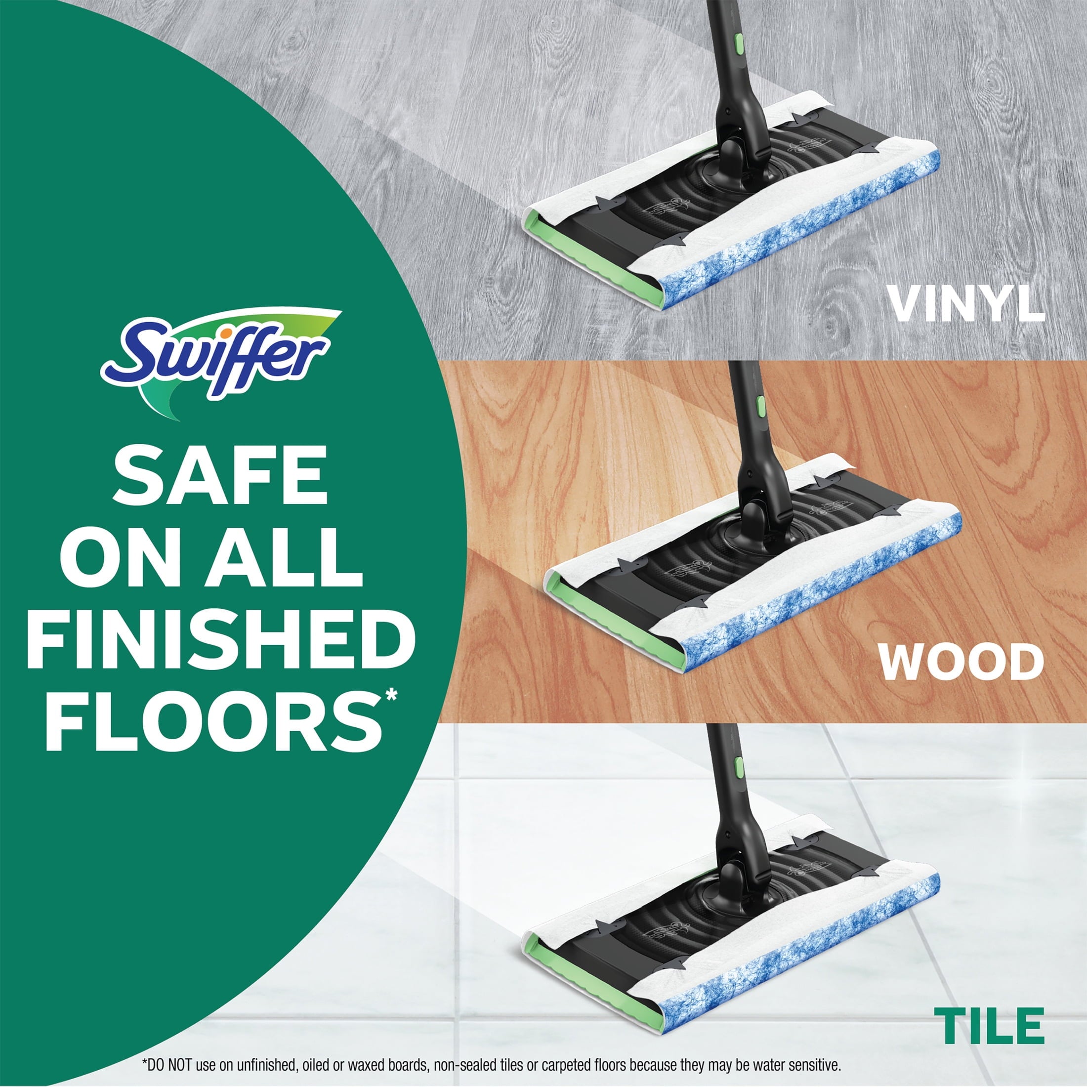 Swiffer Sweep and Mop Deluxe - 2-in-1 Floor Mopping and Sweeping Kit, 1 Device, 5 Sweep Refills, 6 Mop Refills