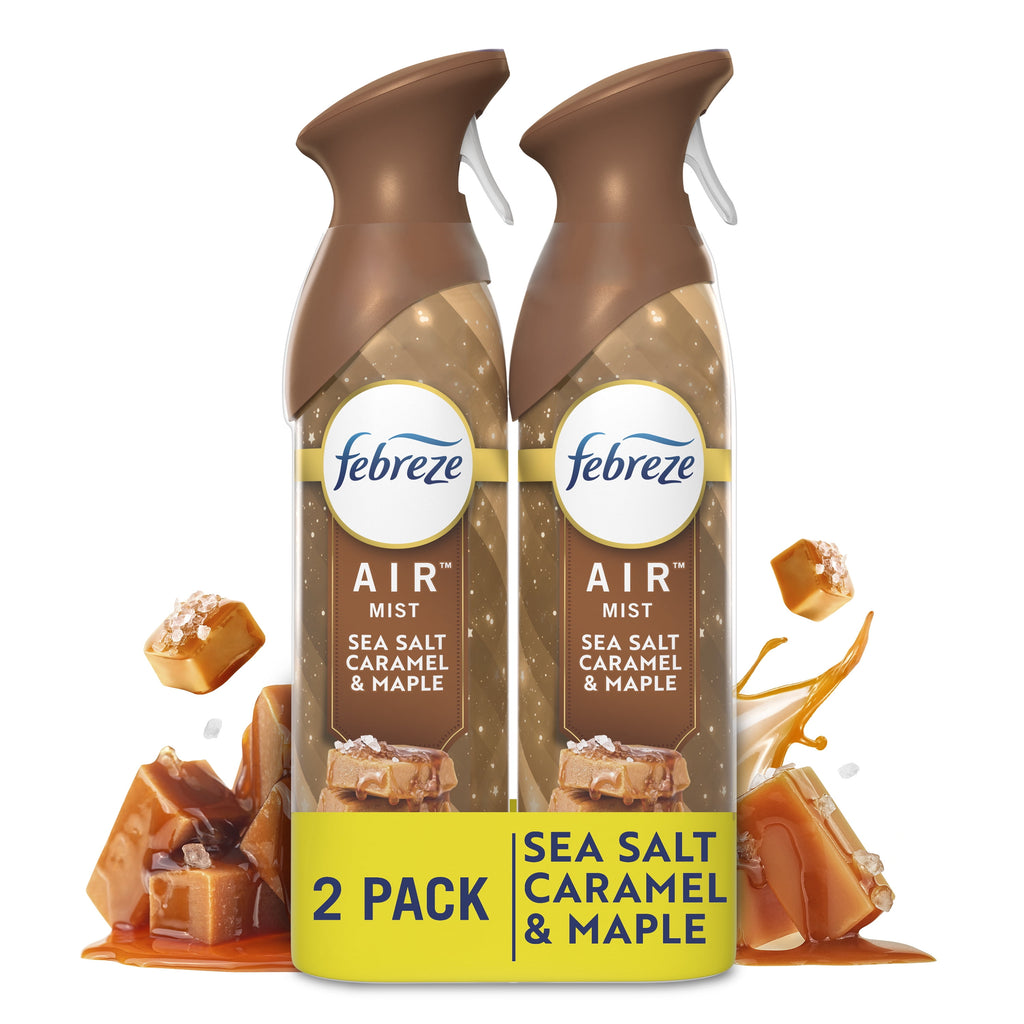 Febreze Air Mist - Odor-Fighting Air Freshener, Sea Salt Caramel & Maple, 8.8oz Aerosol, Pack of 2 - 3-Pack