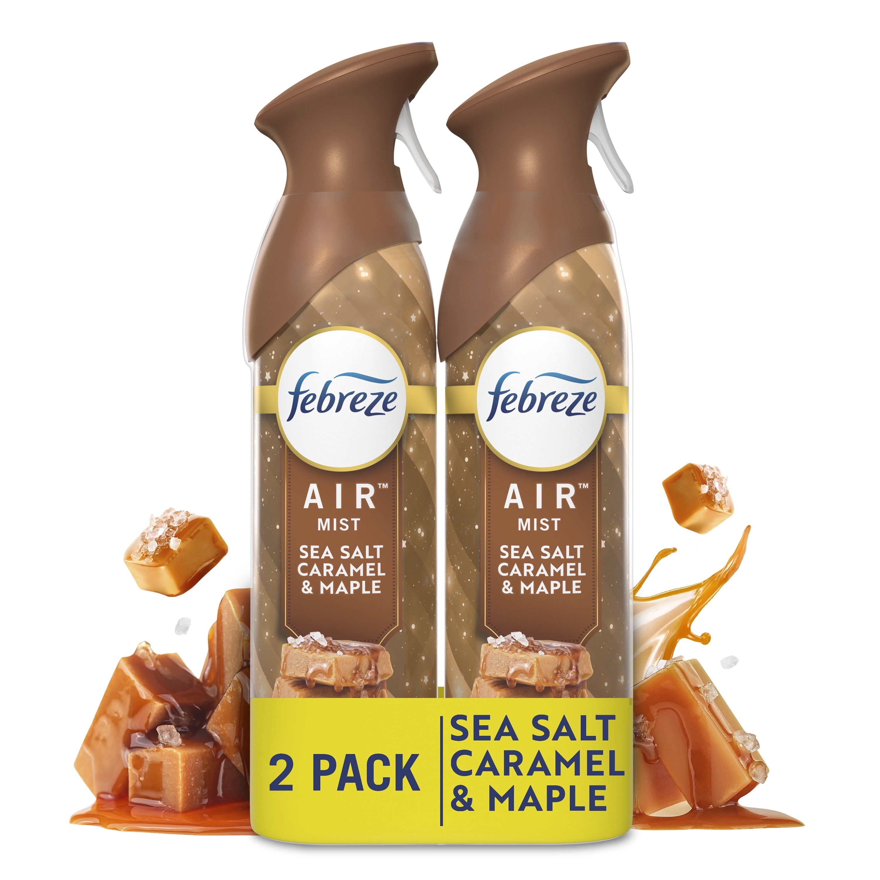 Febreze Air Mist - Odor-Fighting Air Freshener, Sea Salt Caramel & Maple, 8.8oz Aerosol, Pack of 2 - 3-Pack