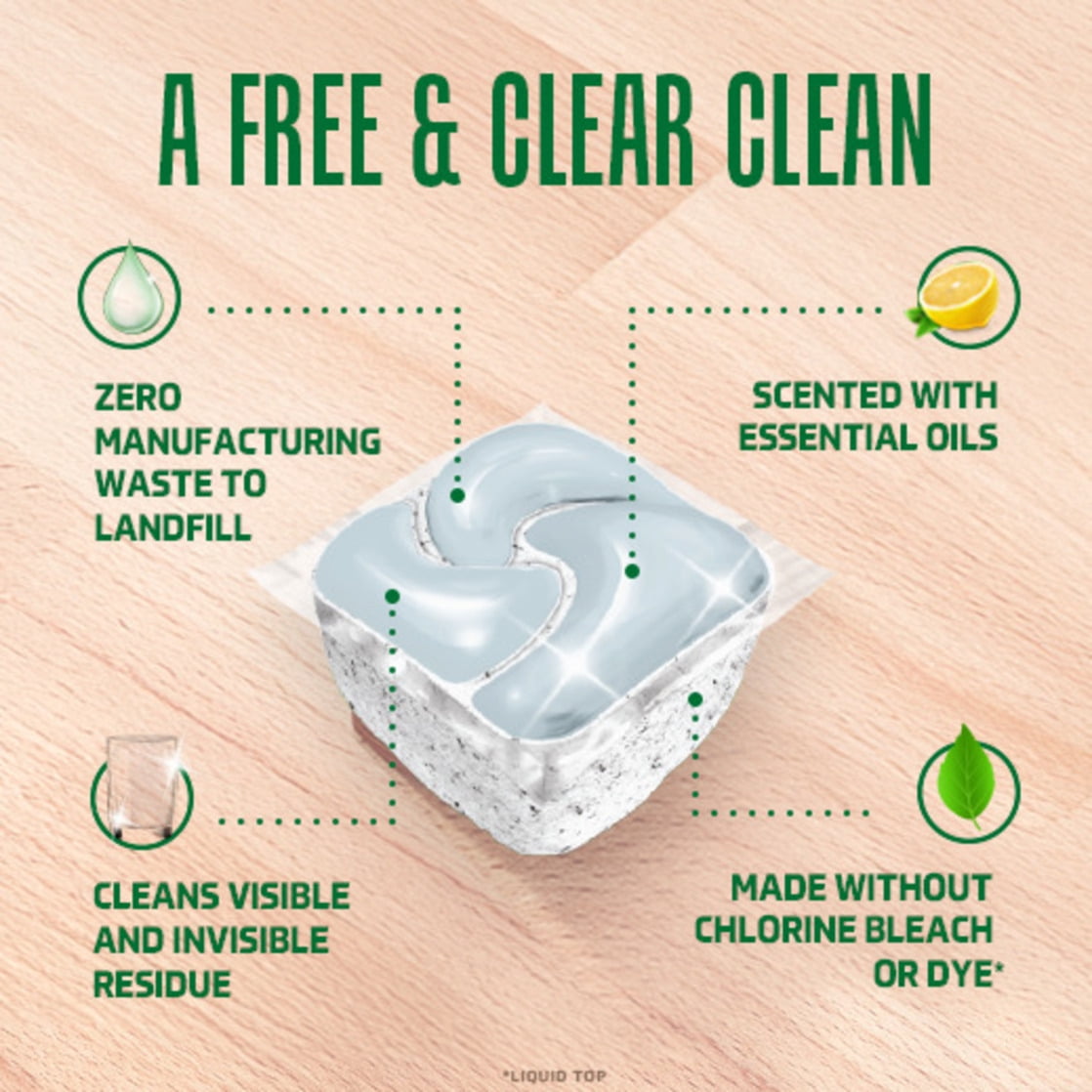 Cascade Free & Clear Dishwasher Pods - Dishwasher Detergent, Dish Detergent Soap, Lemon, 47 count