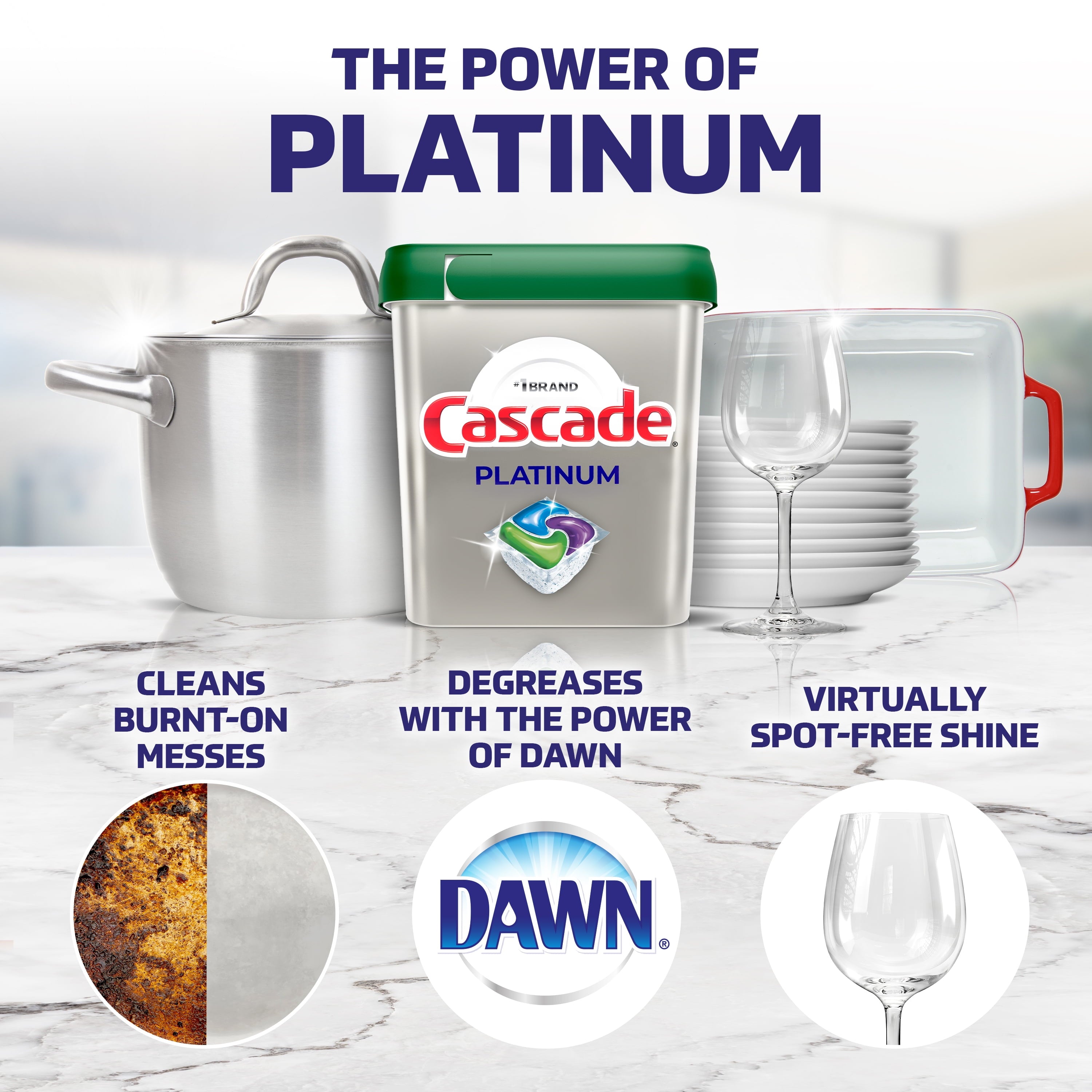 Cascade Platinum + Oxi Dishwasher Detergent Pods - Fresh Scent, 34.5 Ounce, 62 Count