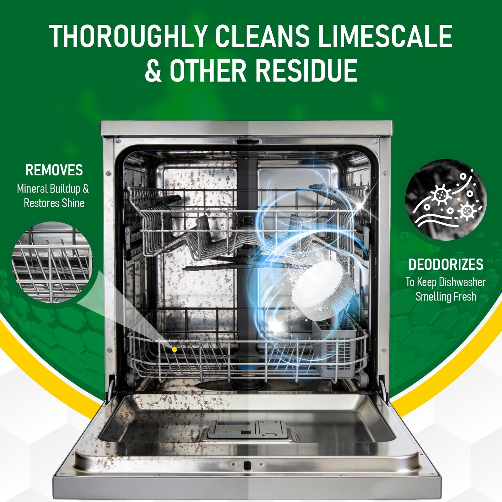 aphouse Dishwasher Cleaner And Deodorizer - 12 Tablets, Deep Cleaning Descaler for Dishwasher, Septic Safe, Removes Odor Causing Limescale