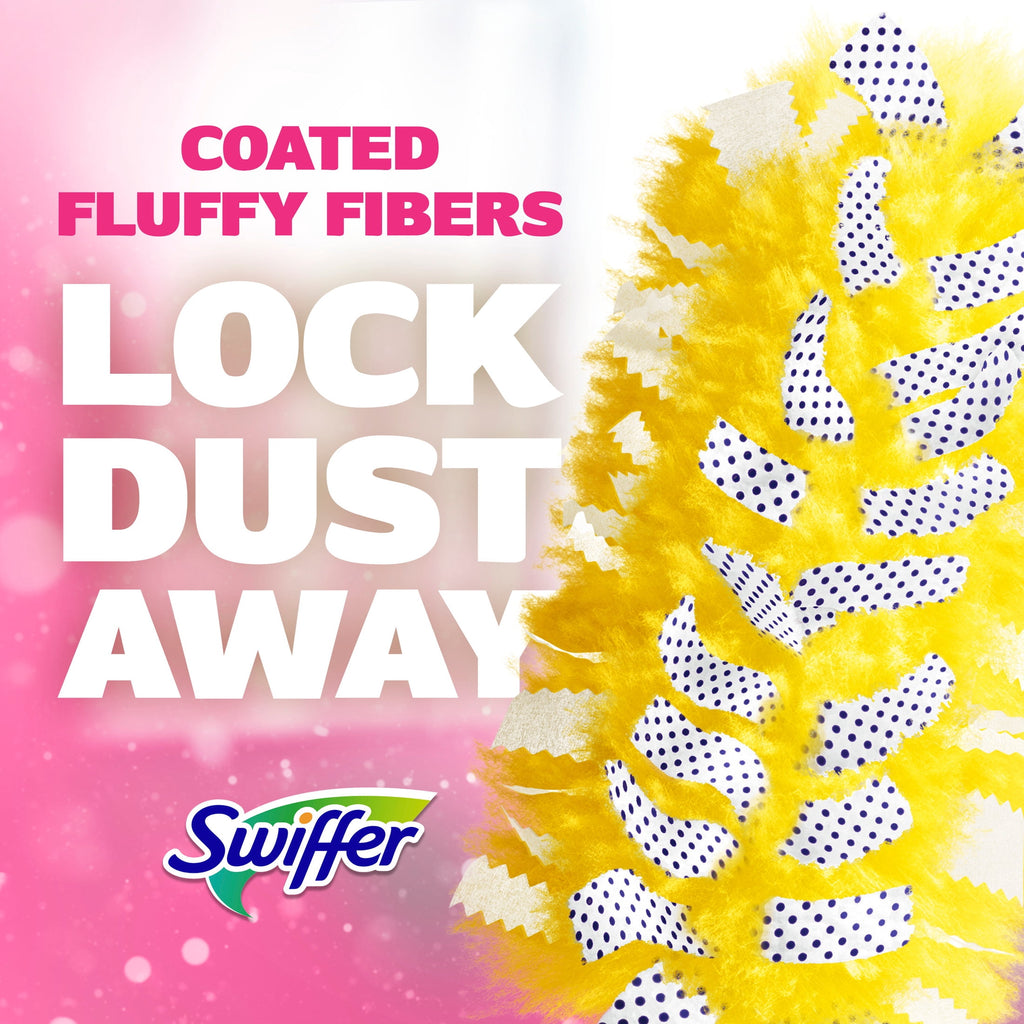 Swiffer Pink Limited Edition Duster Kit with 6 ft Super Extendable Handle - Heavy Duty Starter Kit with 8 Refills, Pink Lemonade Scent