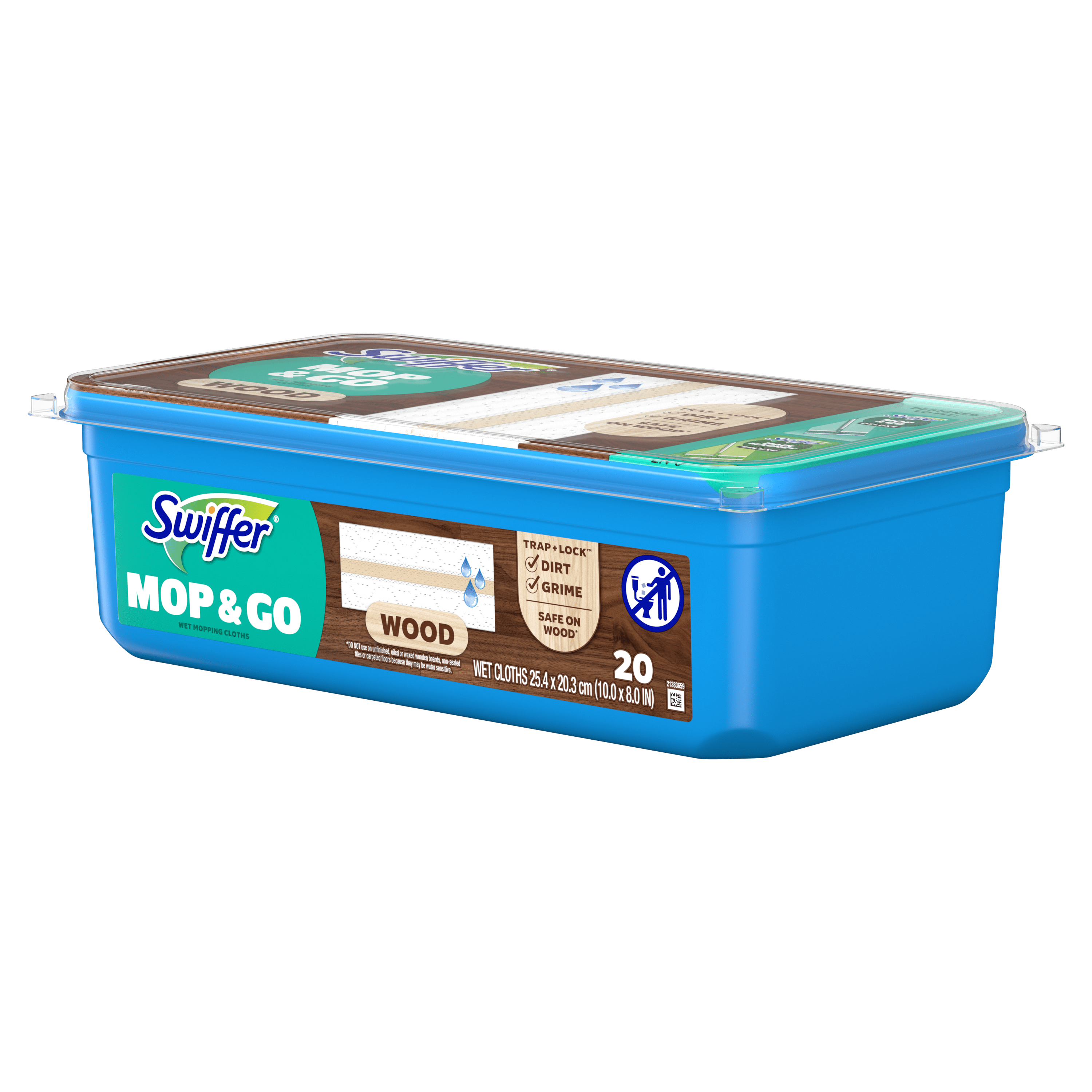 Swiffer Heavy Duty Mop & Go Wood - Wet Cloth Refills for Wood Floors, 20 count