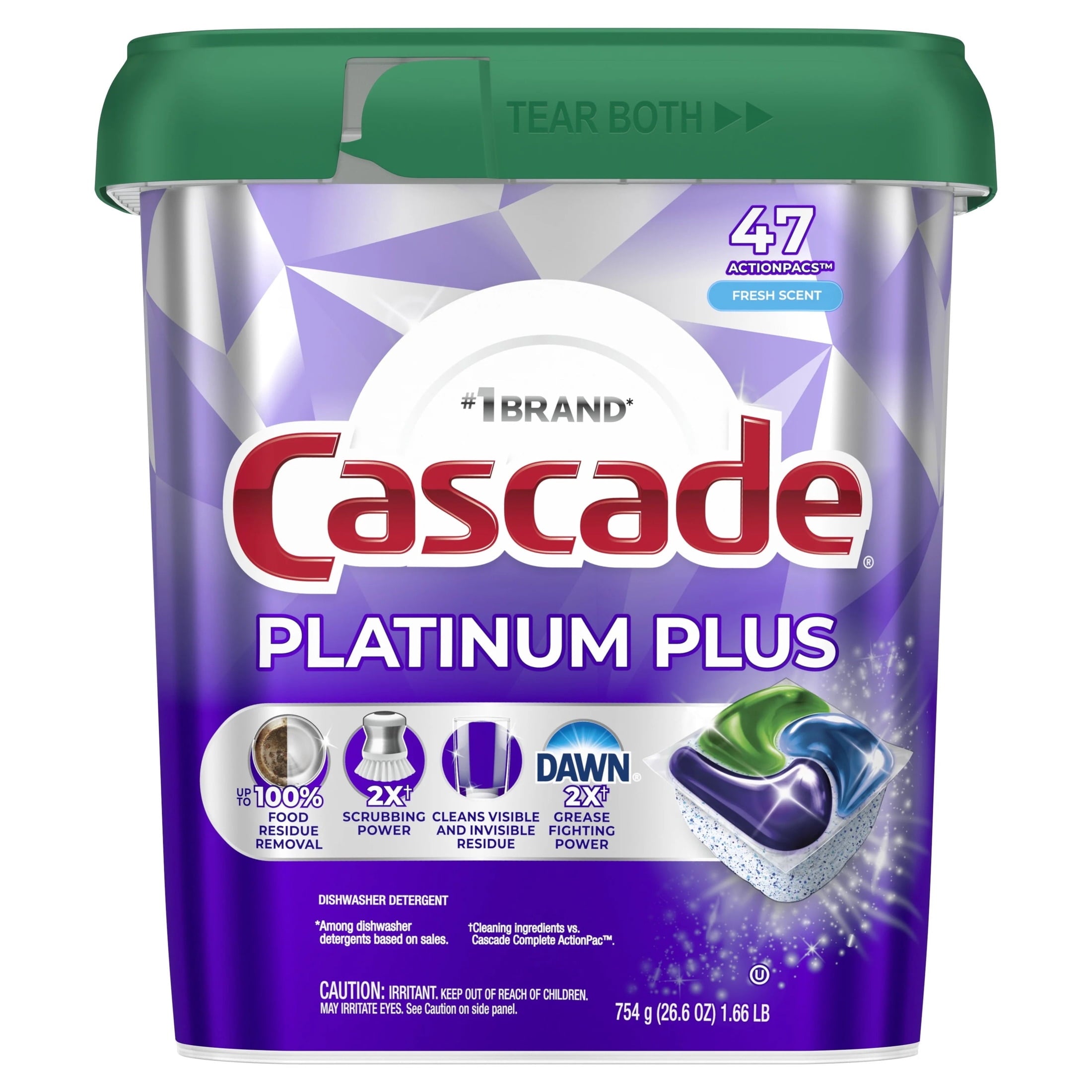 Cascade Platinum Plus Dishwasher Pods - Dishwasher Detergent Soap Tabs, Fresh, 47 Count - 2-Pack