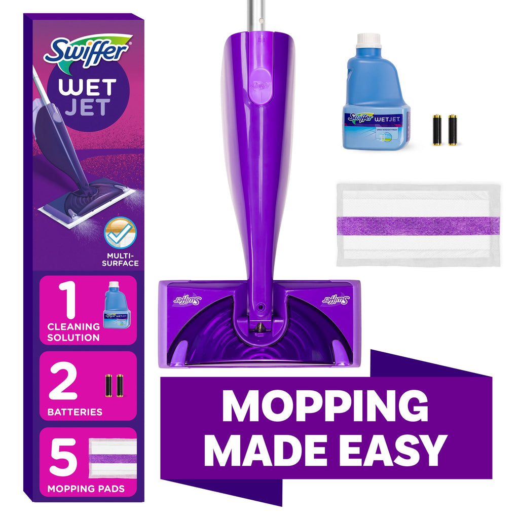 Swiffer Wet Jet Mopping Floor Cleaner Bundle Includes 1 Spray Mop Device - 20 Mop Pad Refills & 1 Fresh Scent Mopping Solution