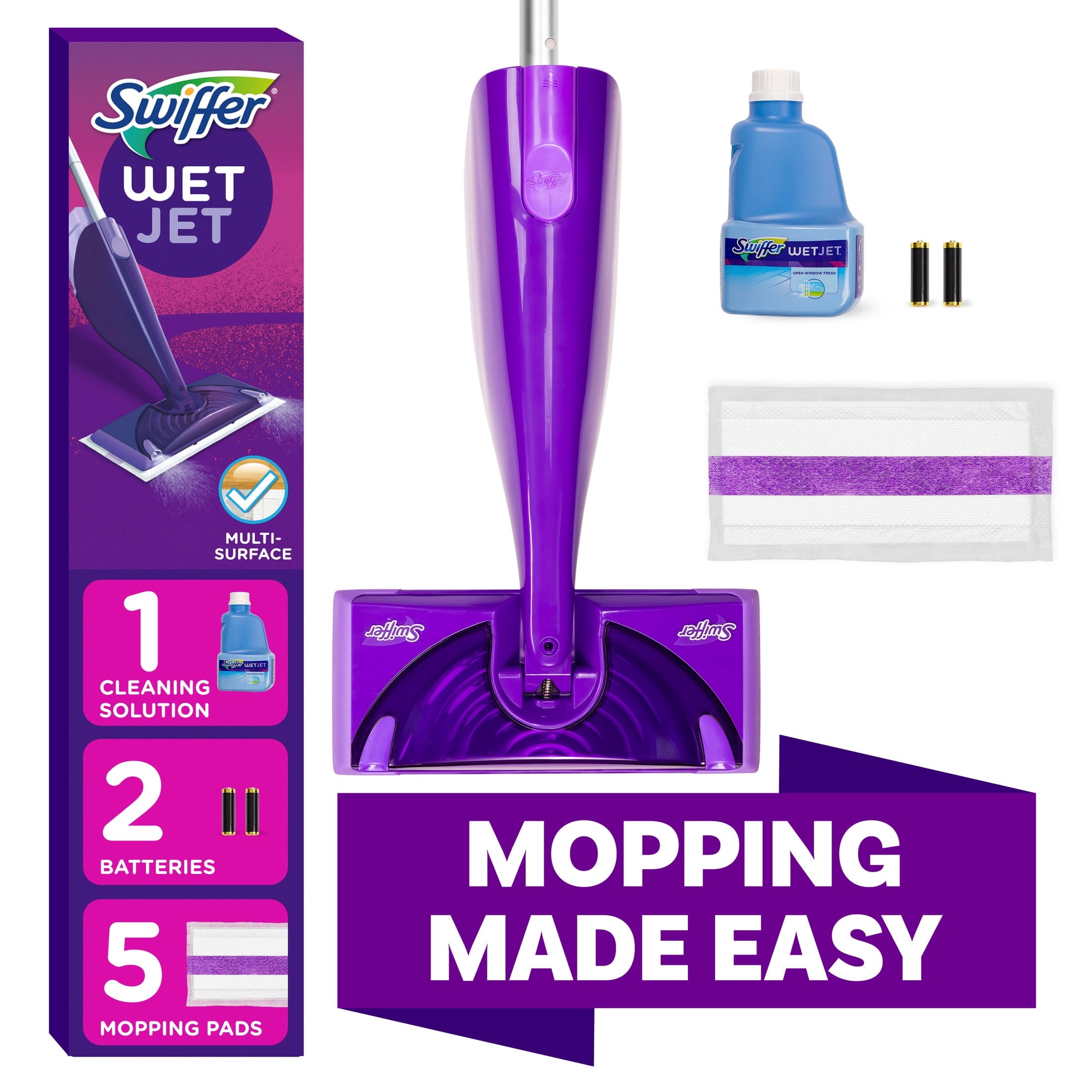 Swiffer Wet Jet Mopping Floor Cleaner Bundle Includes 1 Spray Mop Device - 20 Mop Pad Refills & 1 Fresh Scent Mopping Solution