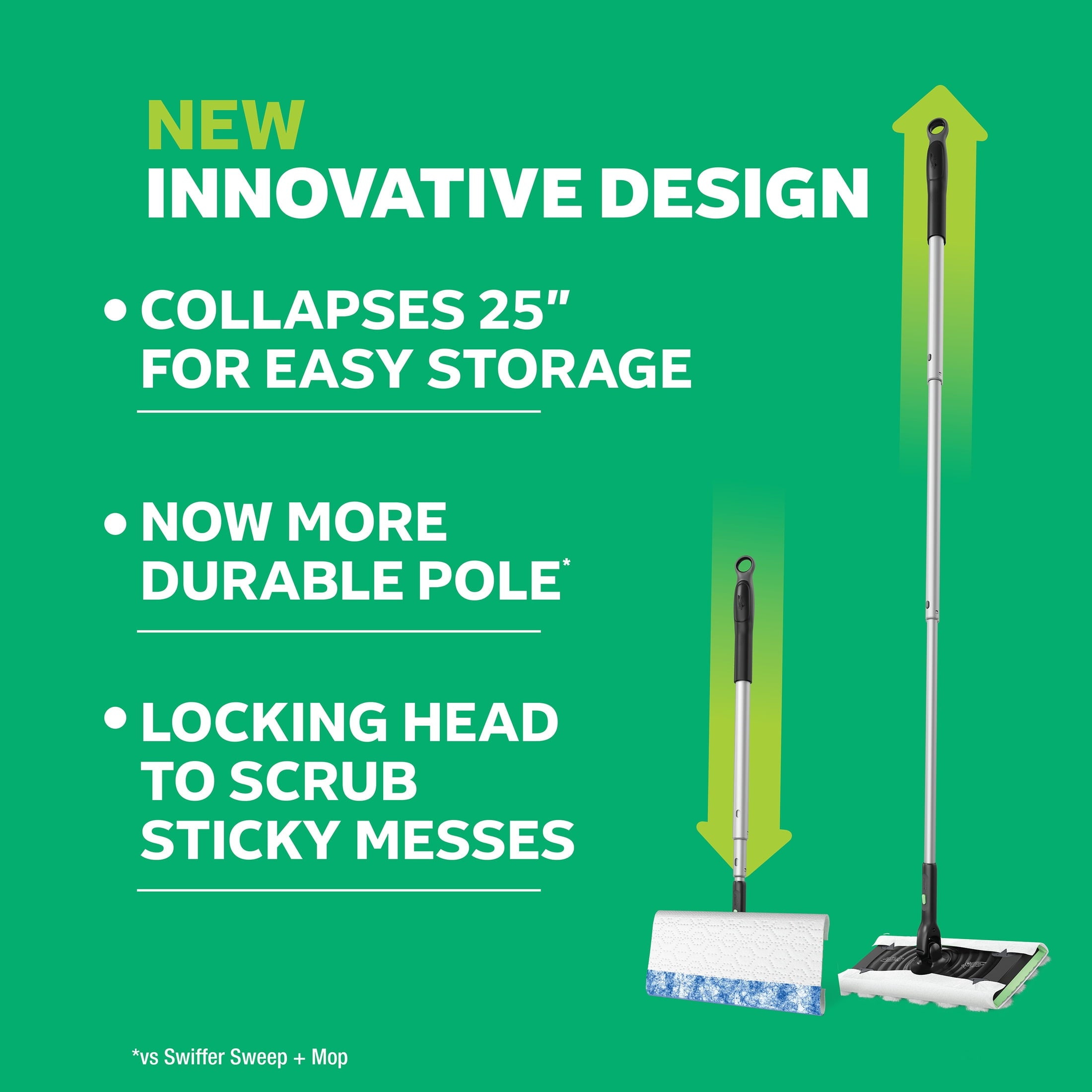 Swiffer Mop & Go Deluxe Kit with Dry & Wet Refills - 1 Handle + 2 Hair Magnet Dry Pads & Wet Pad Refills