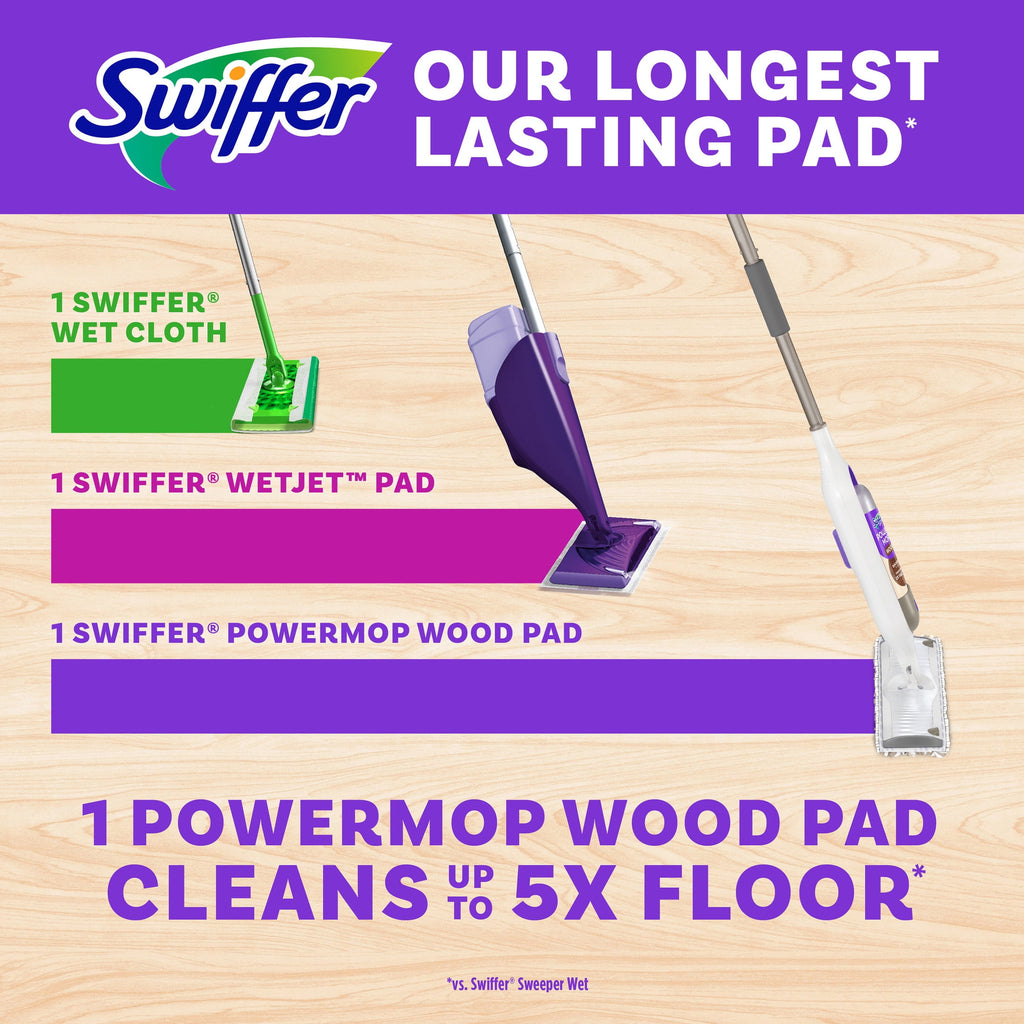 Swiffer Power Mop Wood Pad Refills - Unscented, 5 Count - 2-Pack