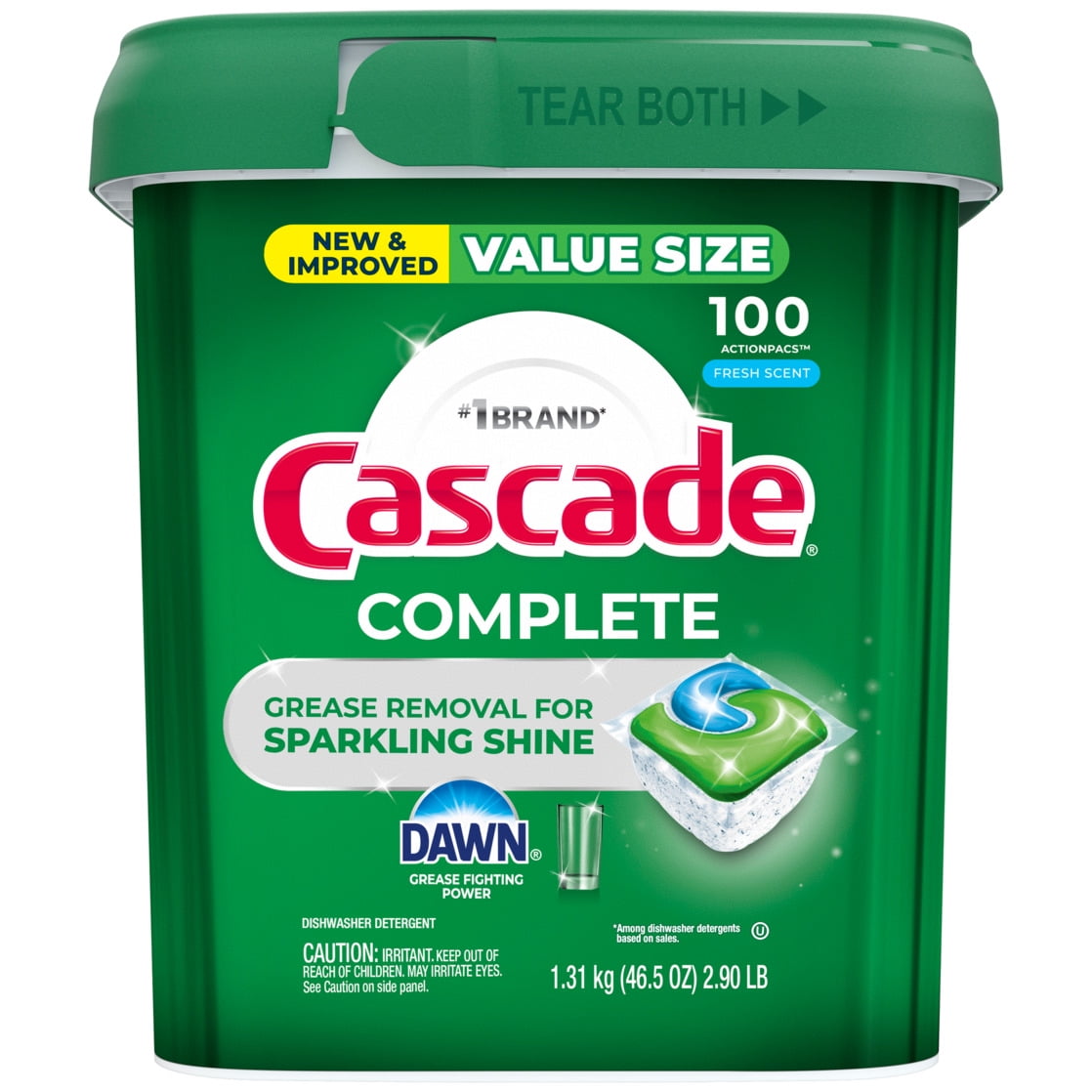 Cascade Complete Action Pacs - Dishwasher Detergent, Fresh, 100 Count