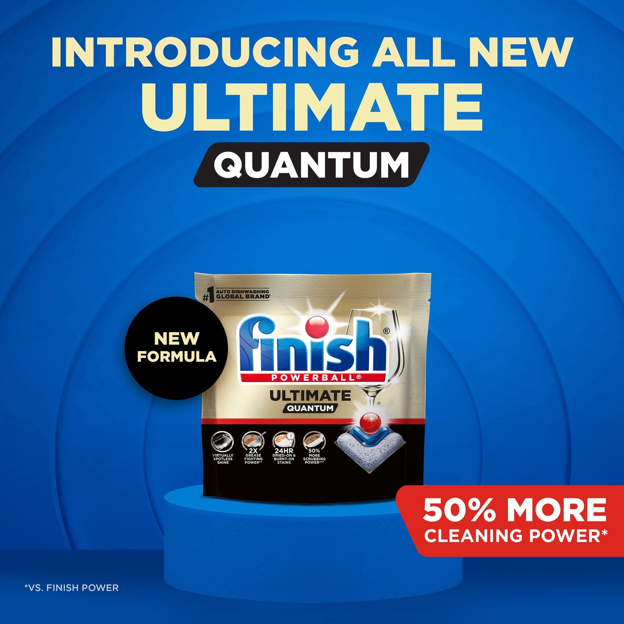 Finish Ultimate Quantum Dishwasher Pods - 50% More Cleaning Power, 21 Tabs - 3-Pack