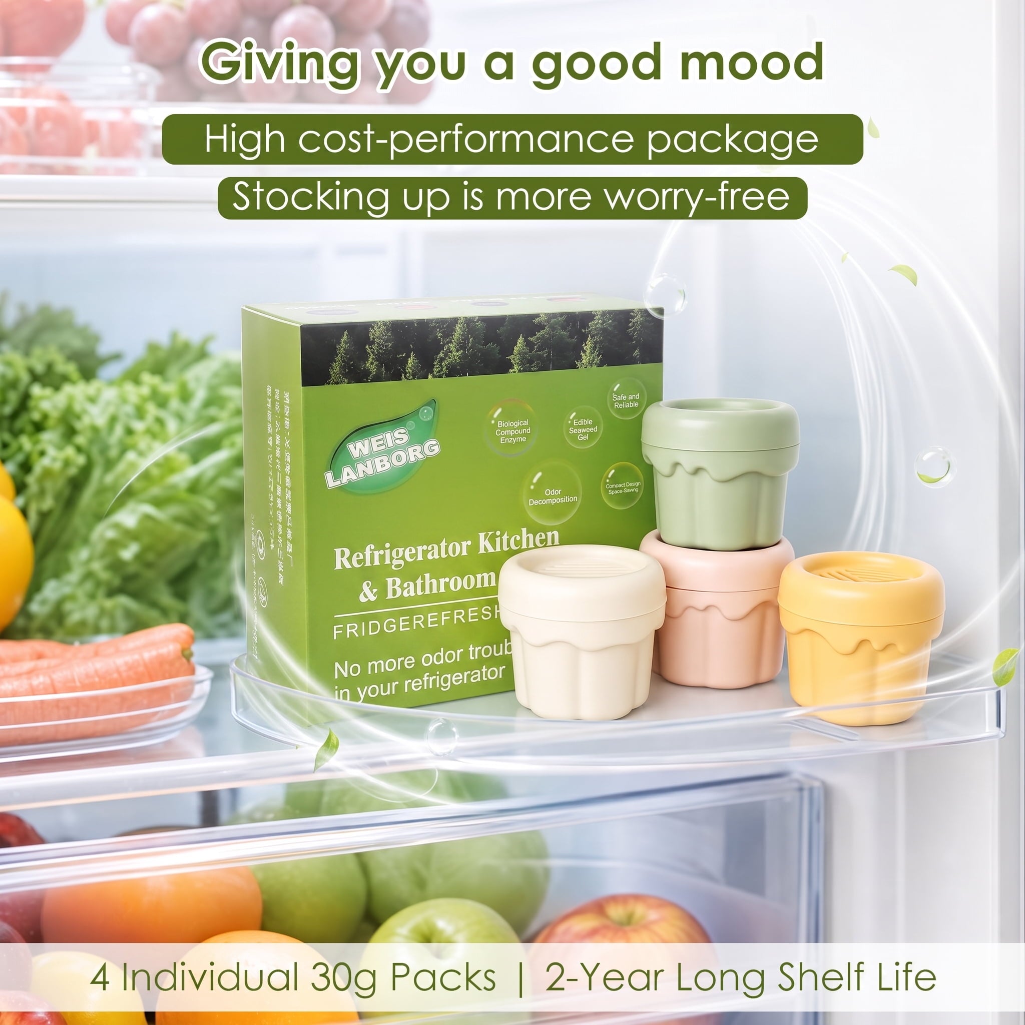 4pcs Refrigerator Deodorizer Smell Eliminator Gel Odor Absorber for Fridge Freezer Kitchen Closet Car