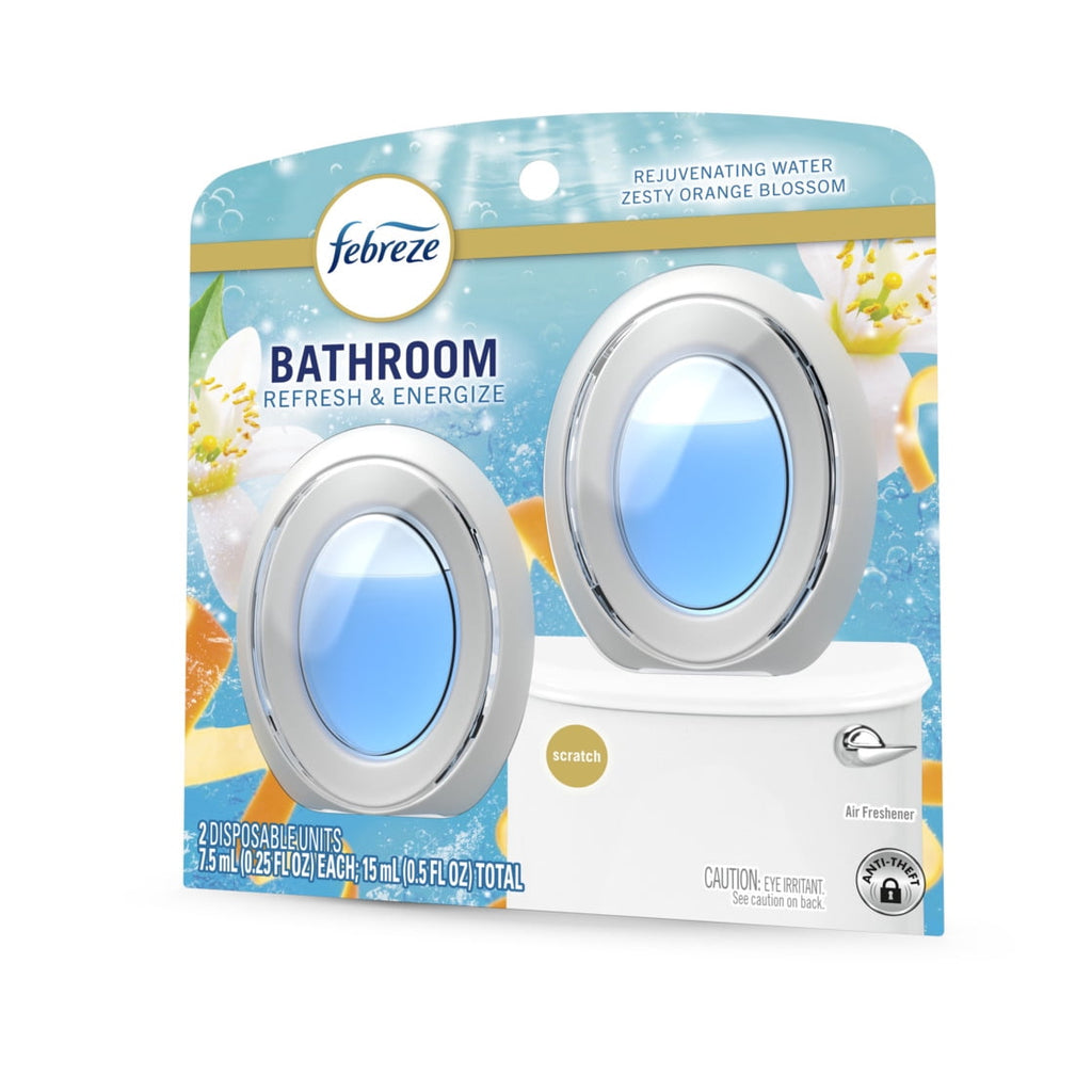 Febreze BATH Air Freshener - Odor-Fighting, Refresh & Energize Scent, 2 Count
