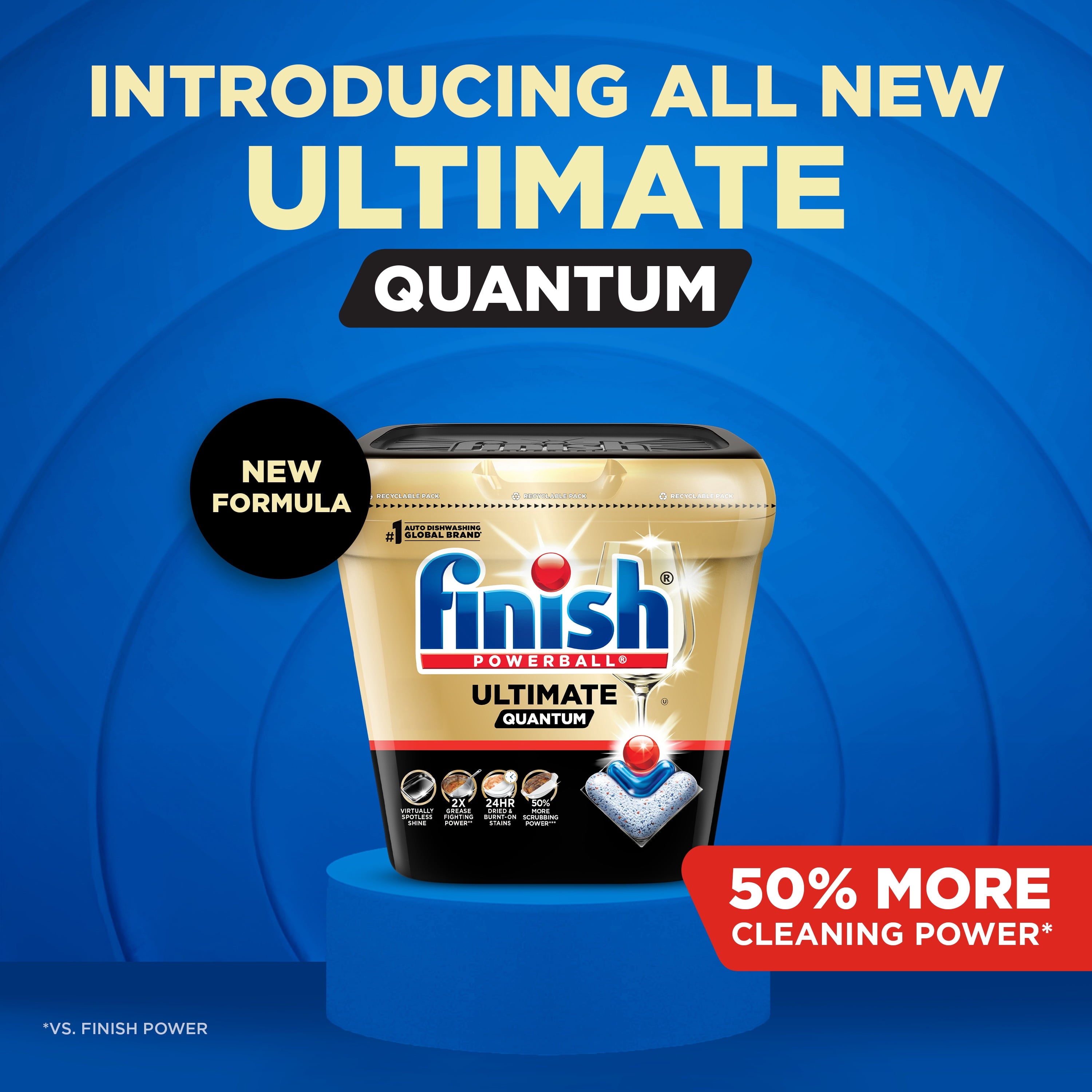 Finish Ultimate Quantum Dishwasher Pods - Dishwasher Detergent Dish Soap, 50% More Cleaning Power, 38 Tabs