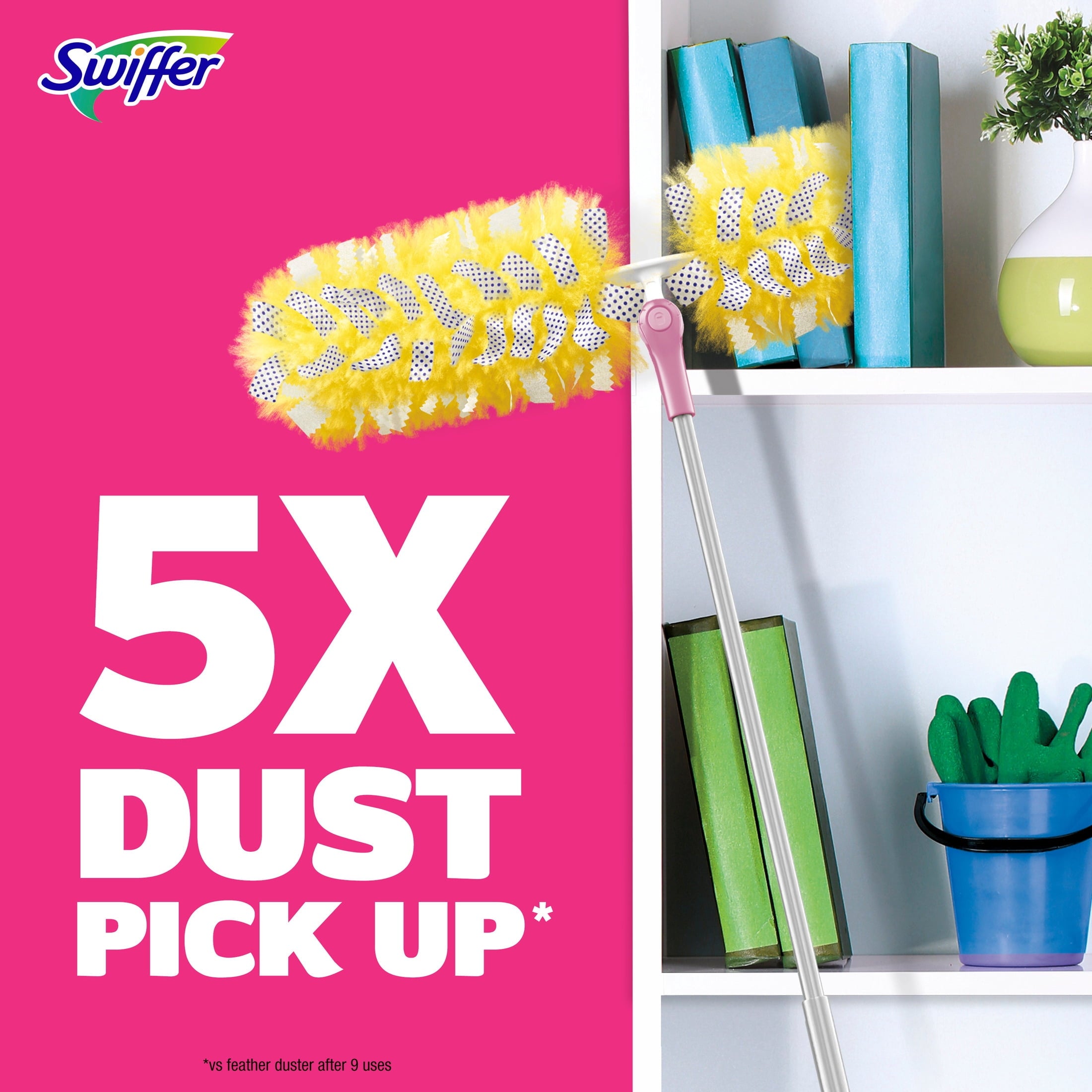 Swiffer Pink Limited Edition Duster Kit with 6 ft Super Extendable Handle - Heavy Duty Starter Kit with 8 Refills, Pink Lemonade Scent