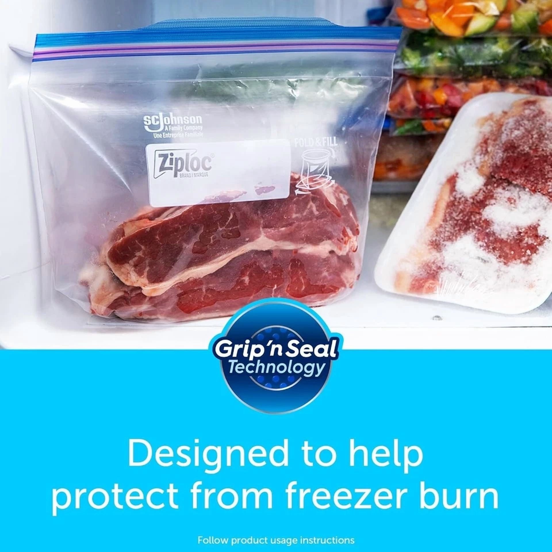 Ziploc Gallon Freezer Bags Food Storage Grip 'N Seal Zip Lock Bags 28 Count